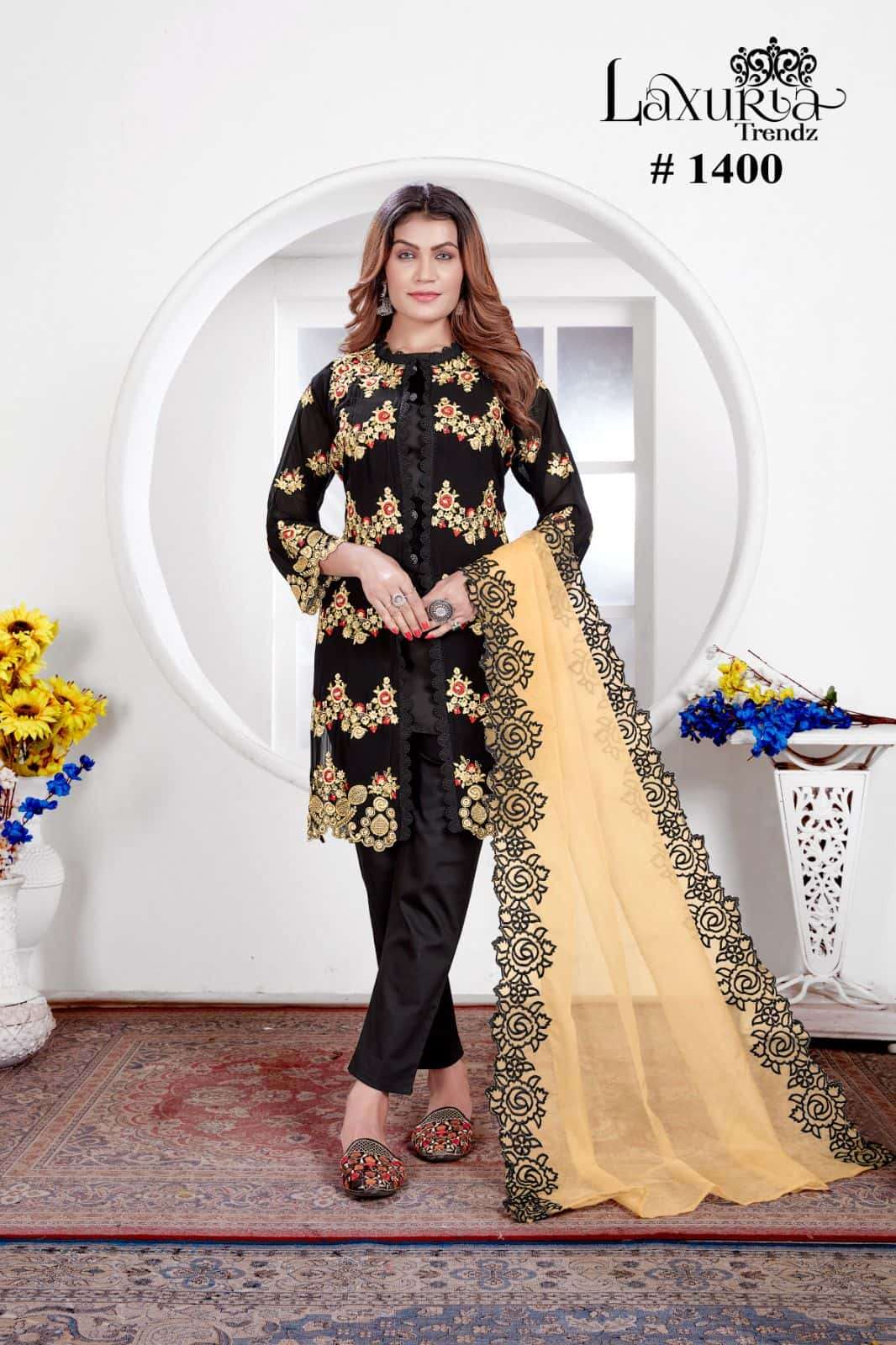 Laxuria Trends 1400 Latest Fancy Designer Ethnic Wear Kurti Bottom Dupatta Set Exporter view 5