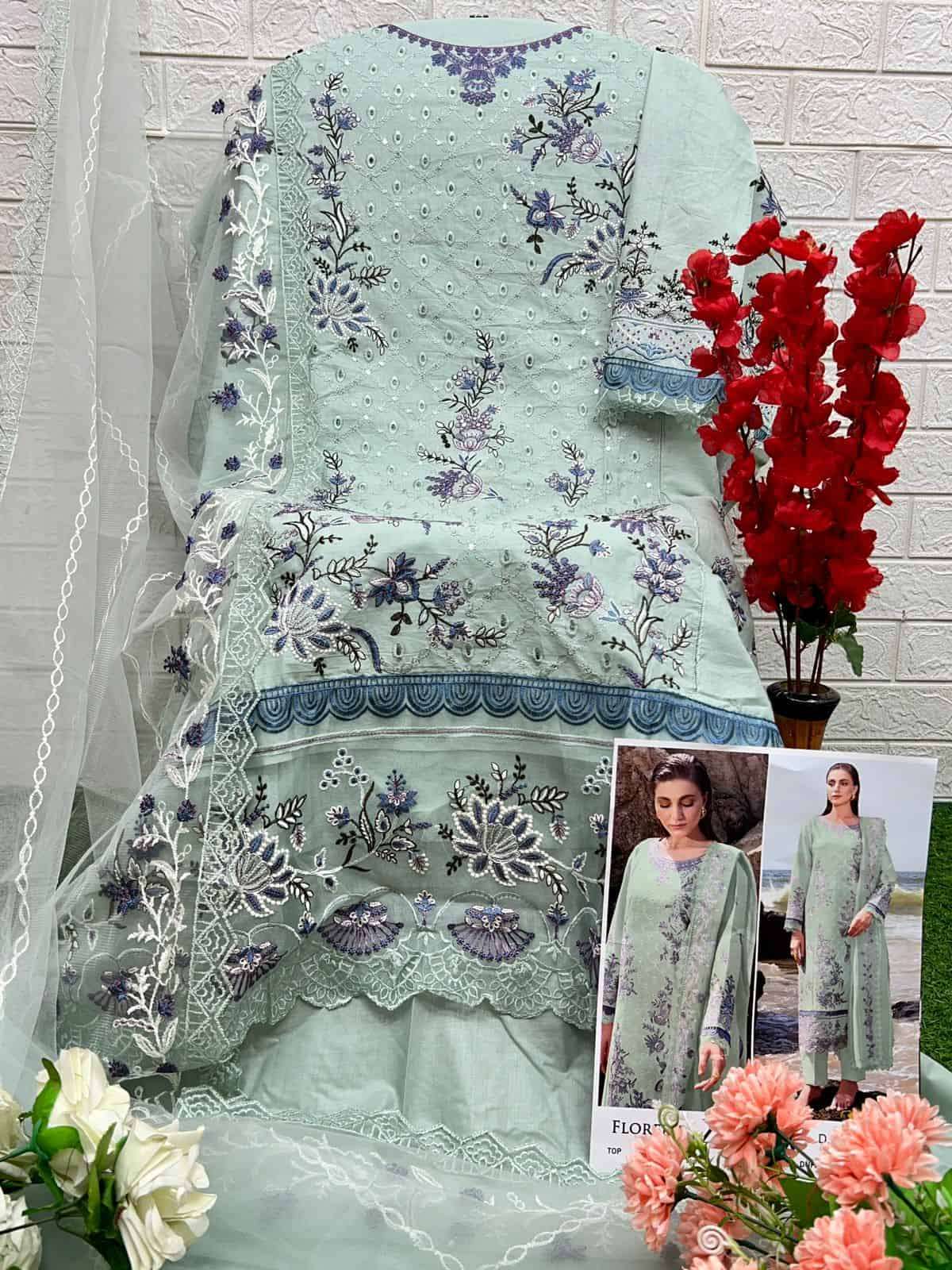 Zaha Florent 10296-B Cotton Embroidered Suit view 2