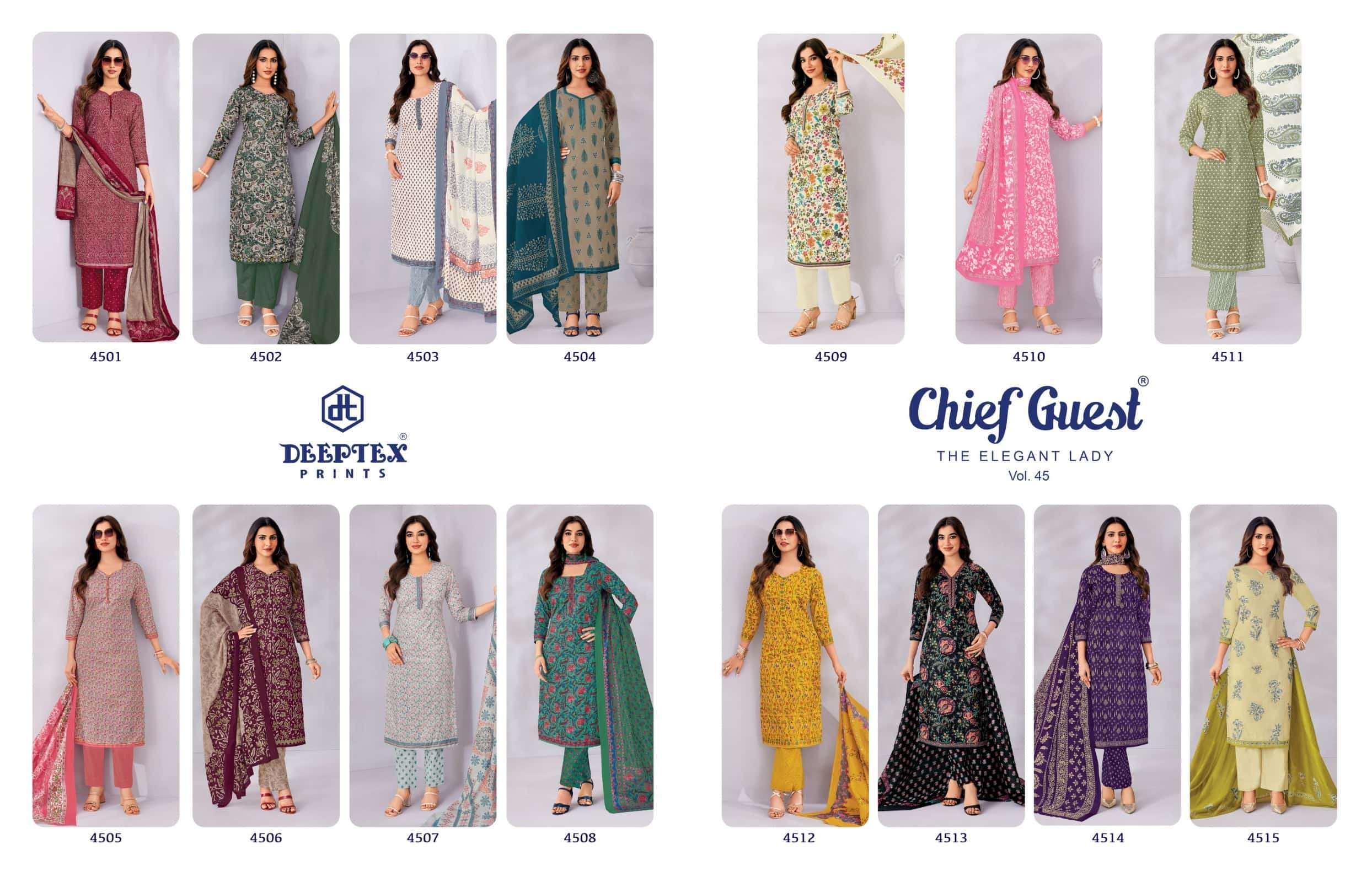 Deeptex Chief Guest Vol 45 Unstitch Cotton Salwar Suit view 2