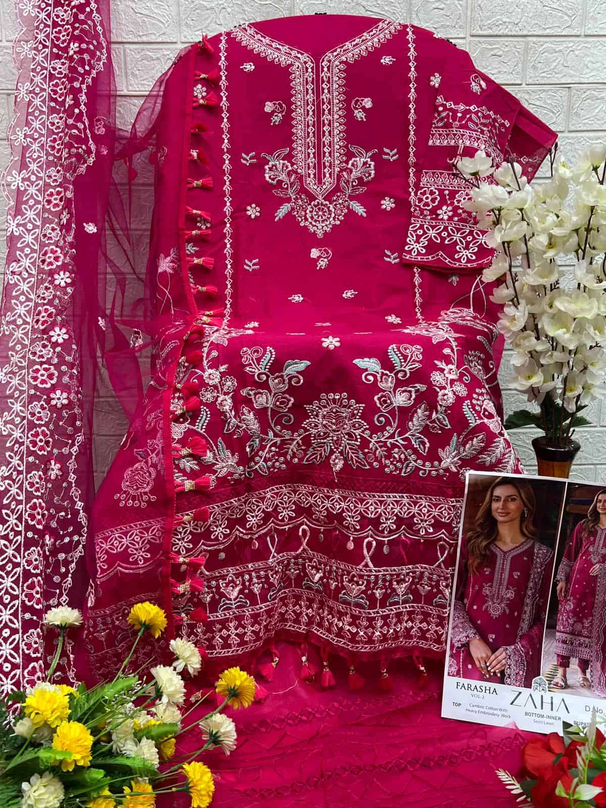 Zaha Farasha Vol 2 Pakistani Designer Embroidered Cotton Suit Wholesalers view 3