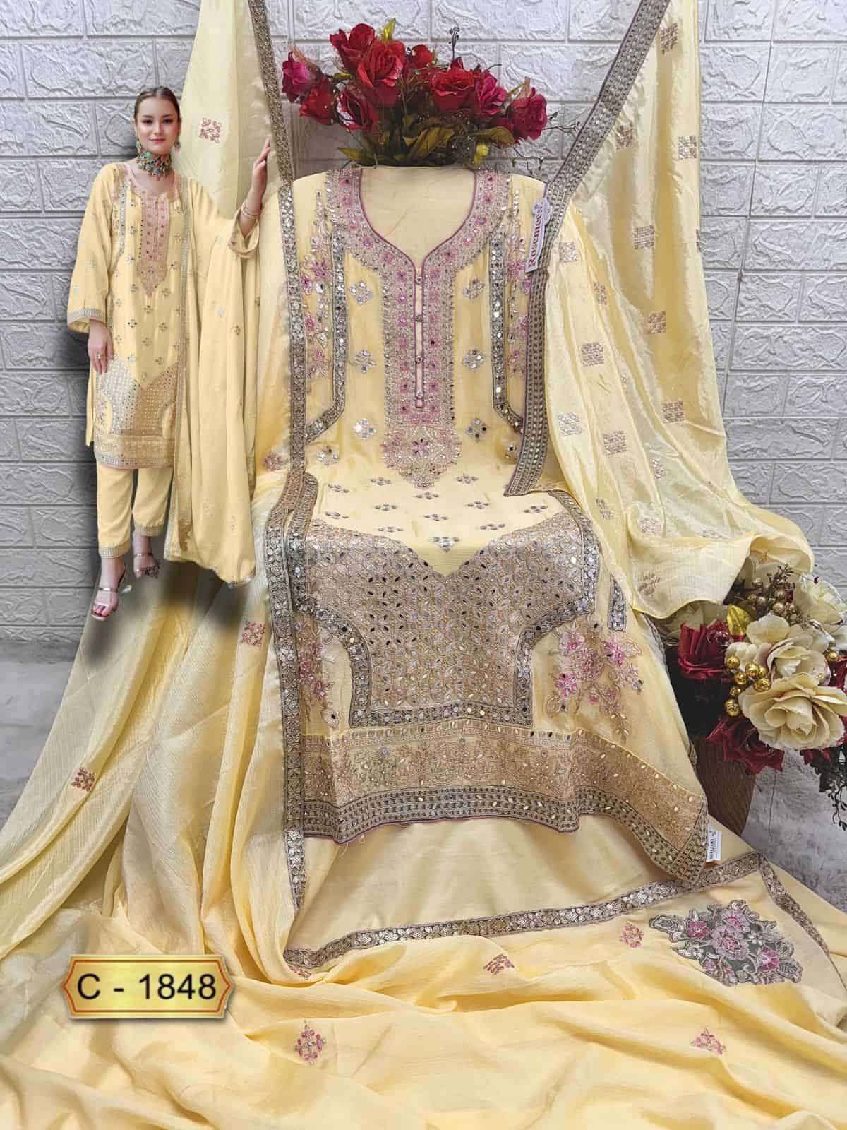 Fepic C 1848 A Pakistani Style Designer Embroidered Salwar Suit Exporter view 2