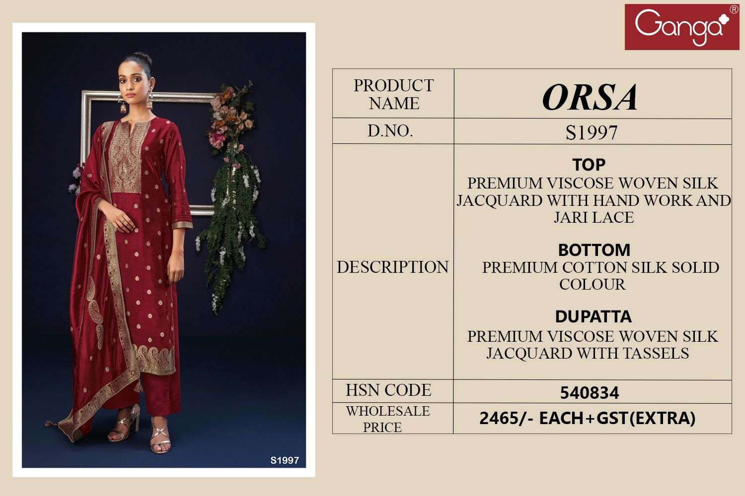 Ganga Orsa 1997 Premium Designs Silk Jacquard Festive Wear Suit New Arrivals view 3