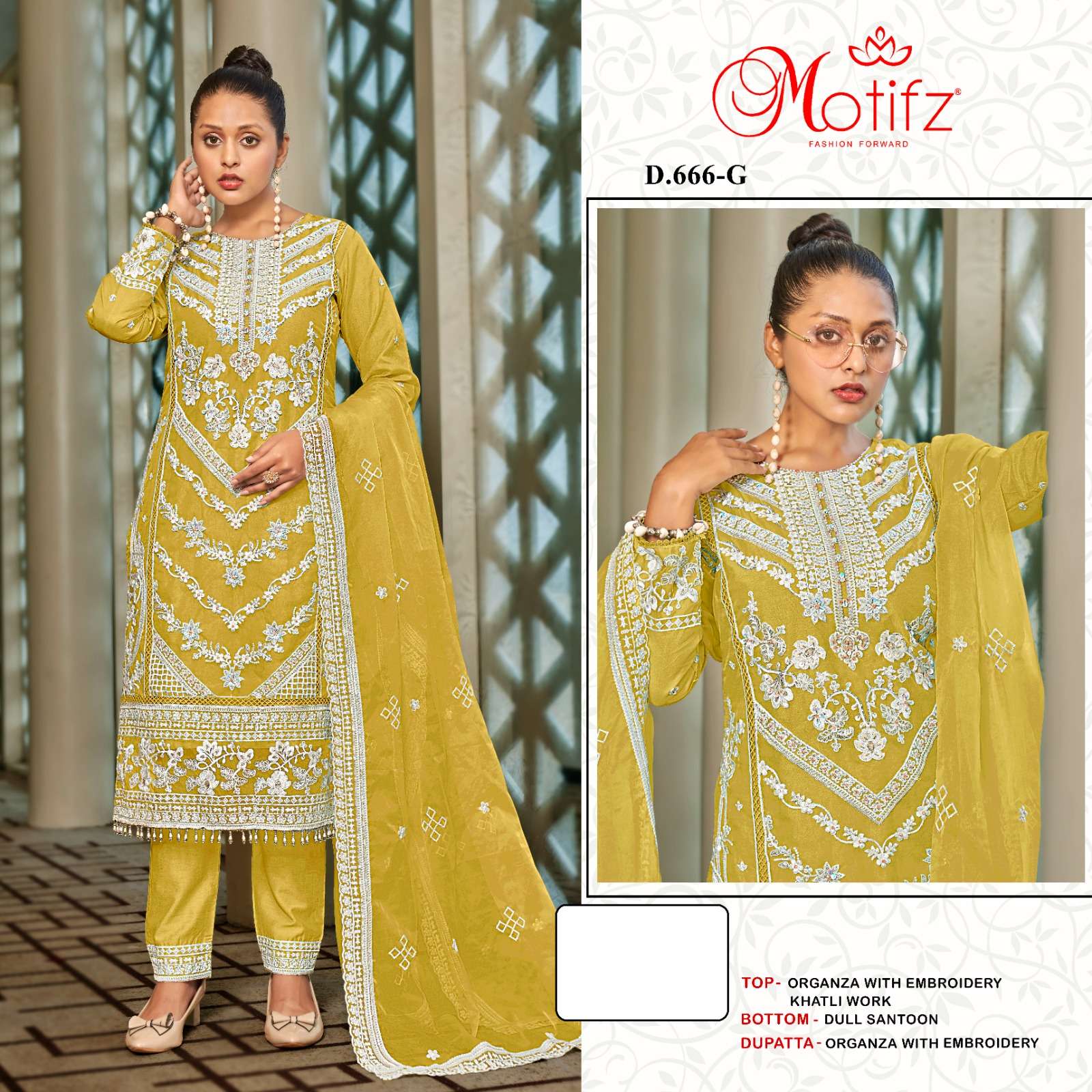 Motifz 666 G Festive Wear Style Designer Embroidered Suit Ensemble view 2