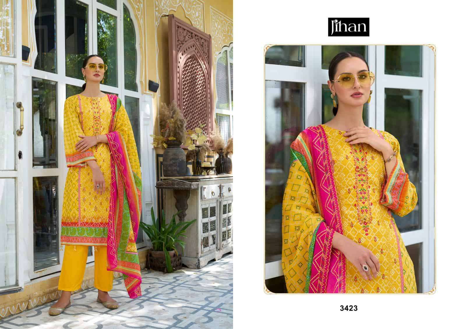 Jihan Bin Saeed Lawn Collection Vol 11 Fancy Designer Cotton Salwar Kameez Wholesalers view 5