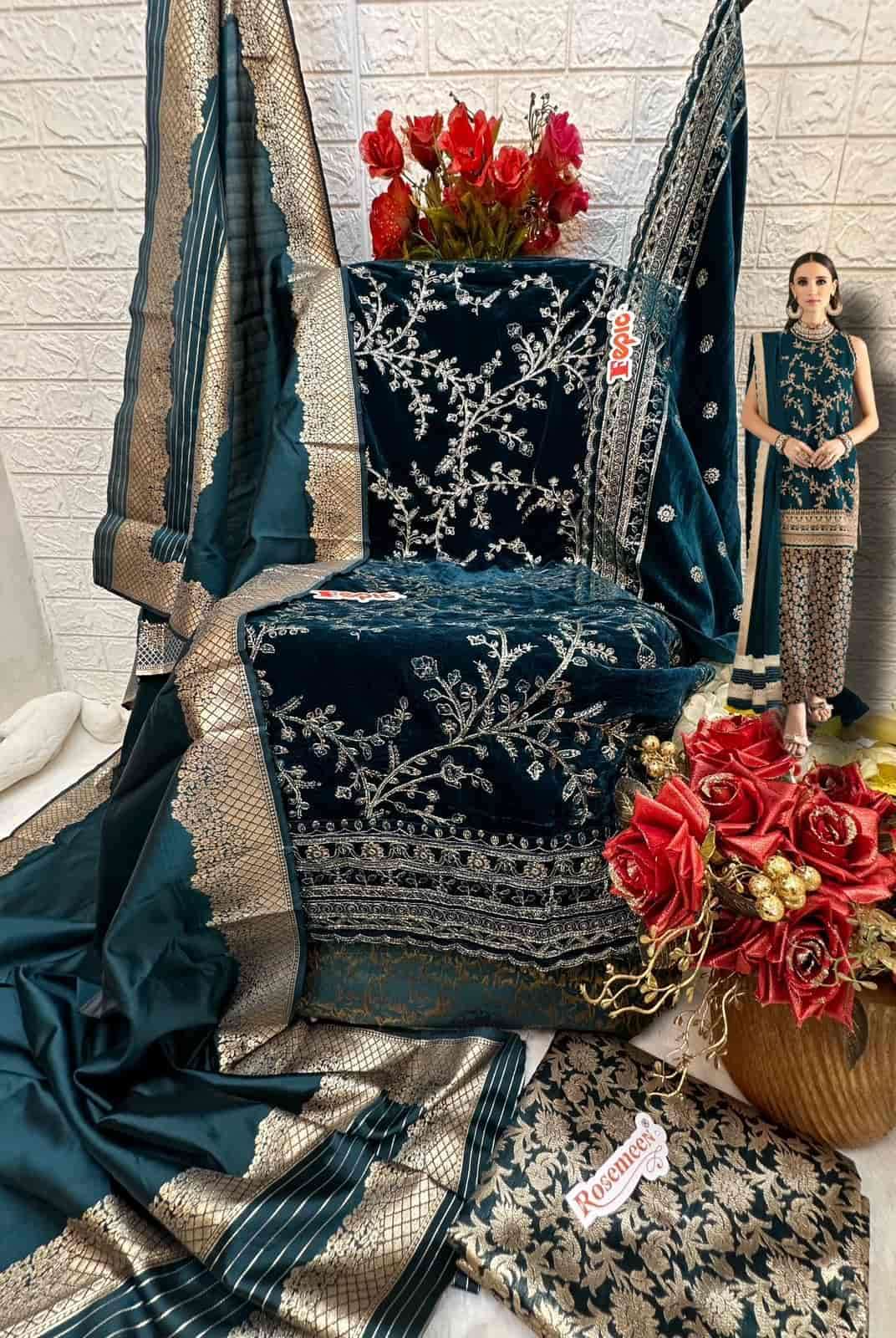 Fepic V 17021 B Festive Wear Style Heavy Designer Pakistani Velvet Suit view 2