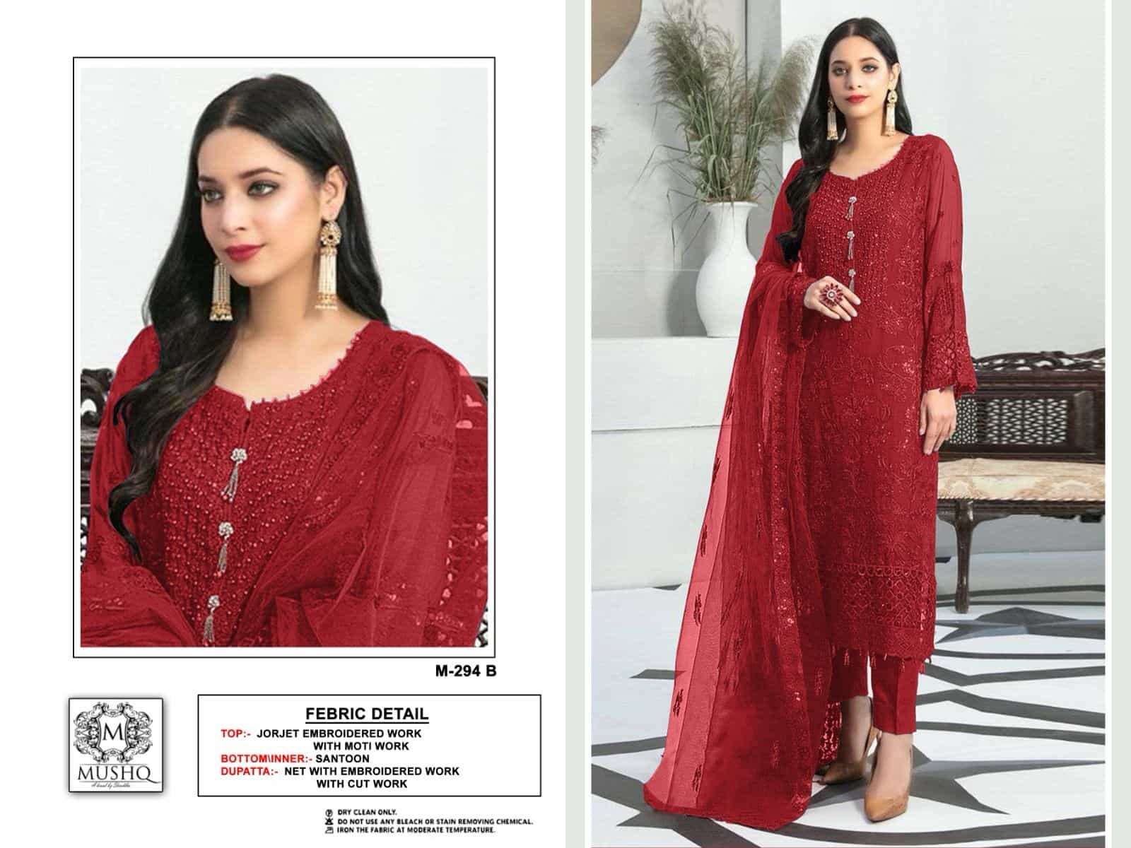 Mushq M 294 Colors Pakistani Latest New Designer Party Wear Suit Wholesalers view 3