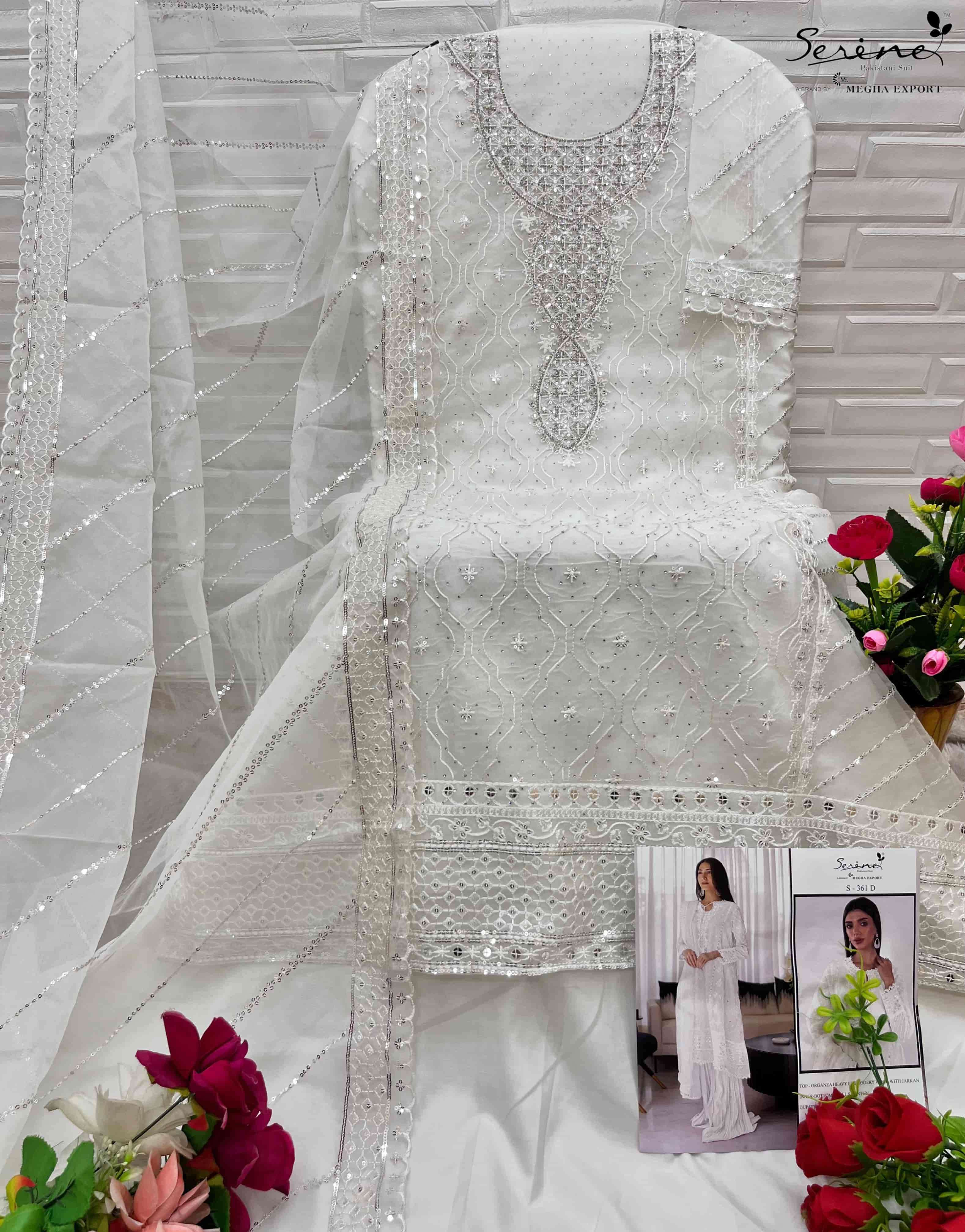 Serine S 361 D Pakistani Party Wear Style Organza Embroidered Suit Collection view 2