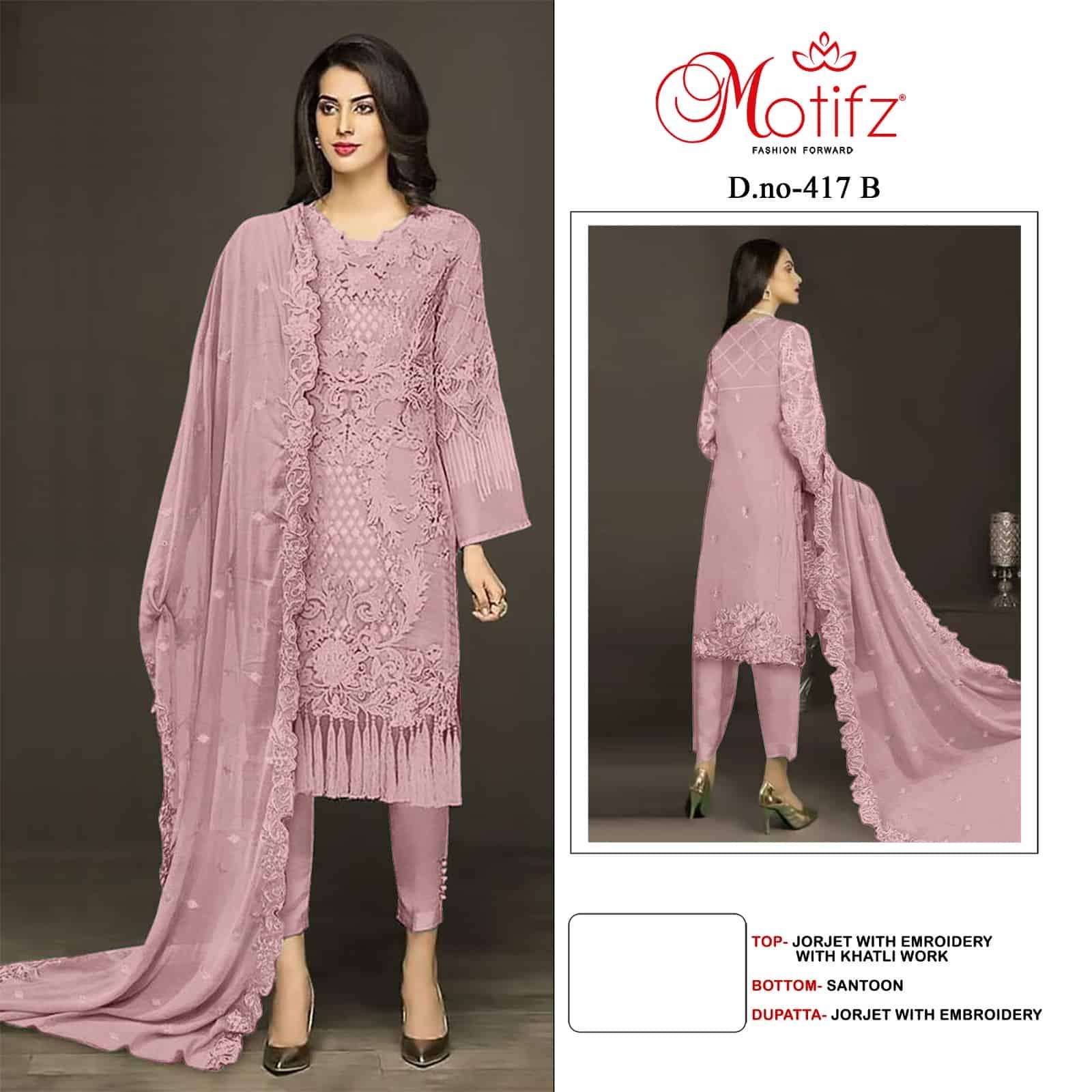 Motifz 417 Colors Festive Wear Style Designer Pakistani Salwar Suit Online Wholesalers view 3