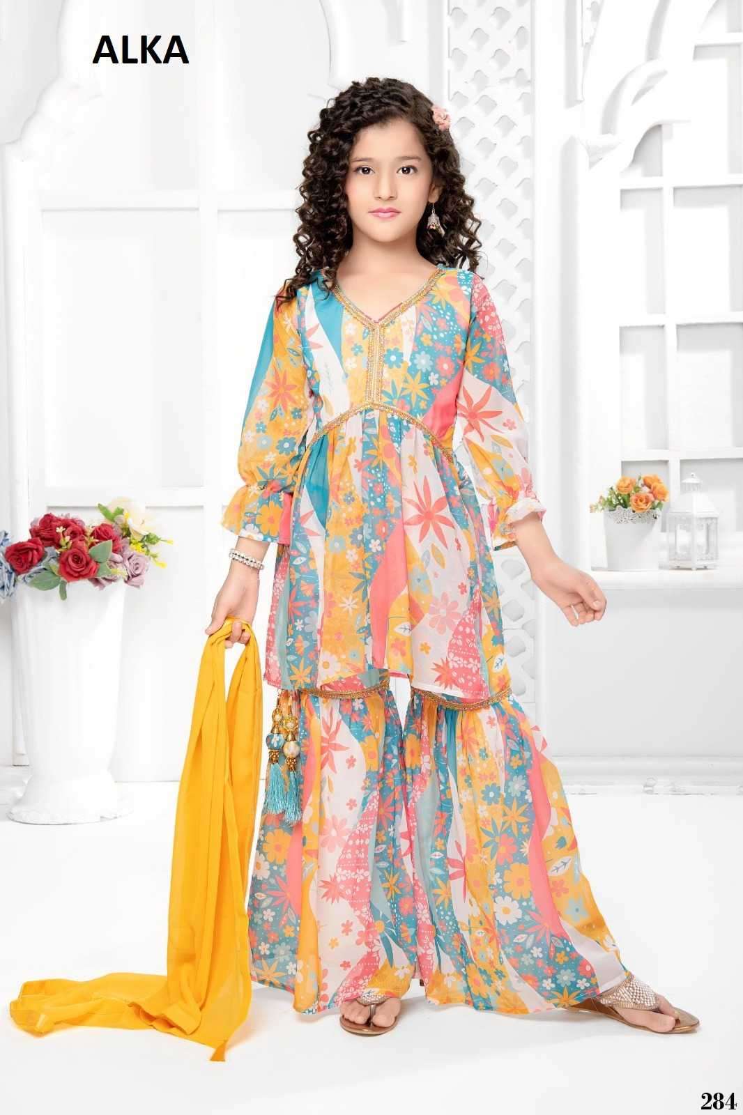 Alka Aaradhna Vol 43 Designer Gharara Kids Wear Wedding Dress Latest Collection view 3