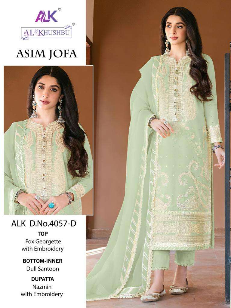 Al Khushbu Asim Jofa 4057 Colors Straight Style Pakistani Designer Suit view 3