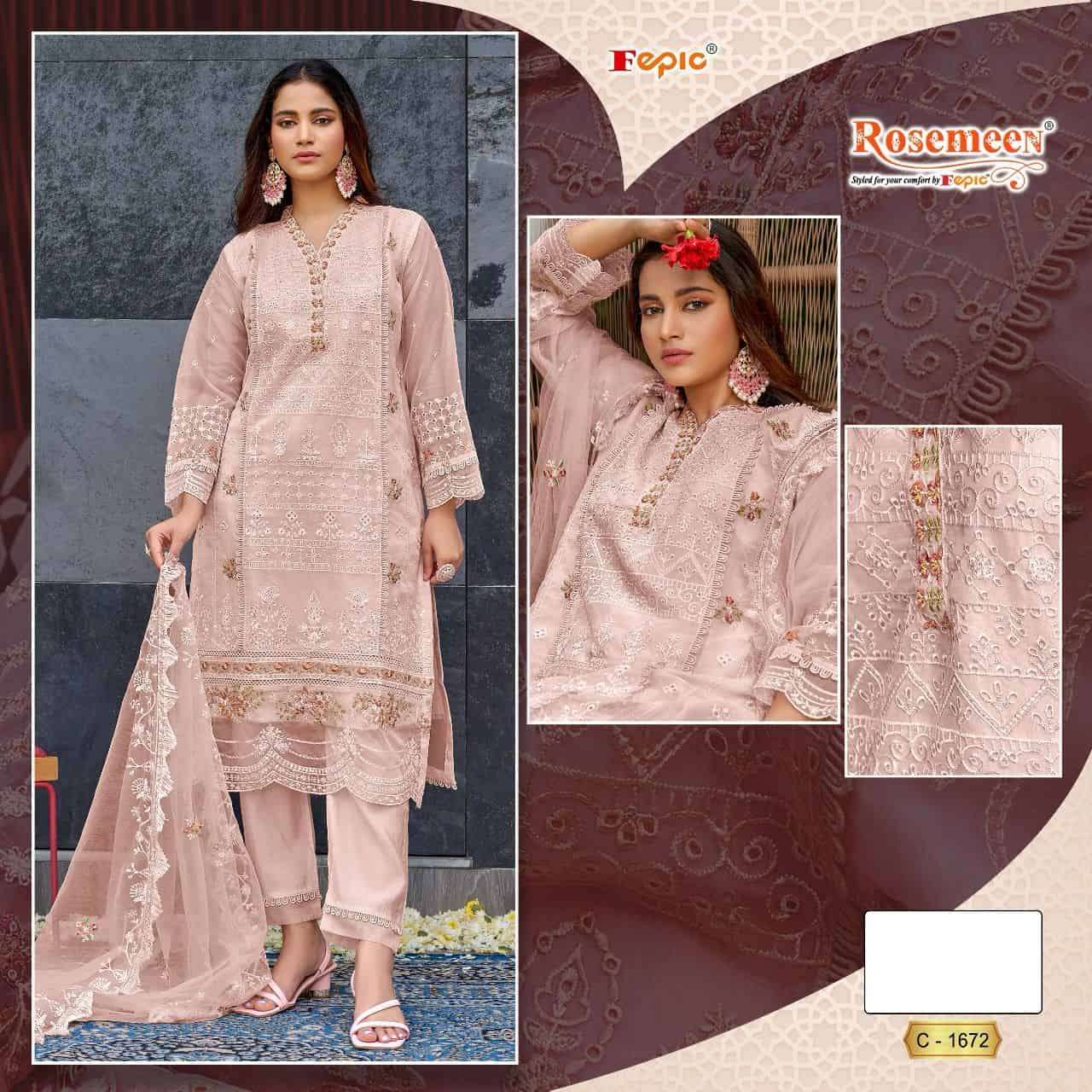 Fepic Rosemeen Organza Embroidered Salwar Suit