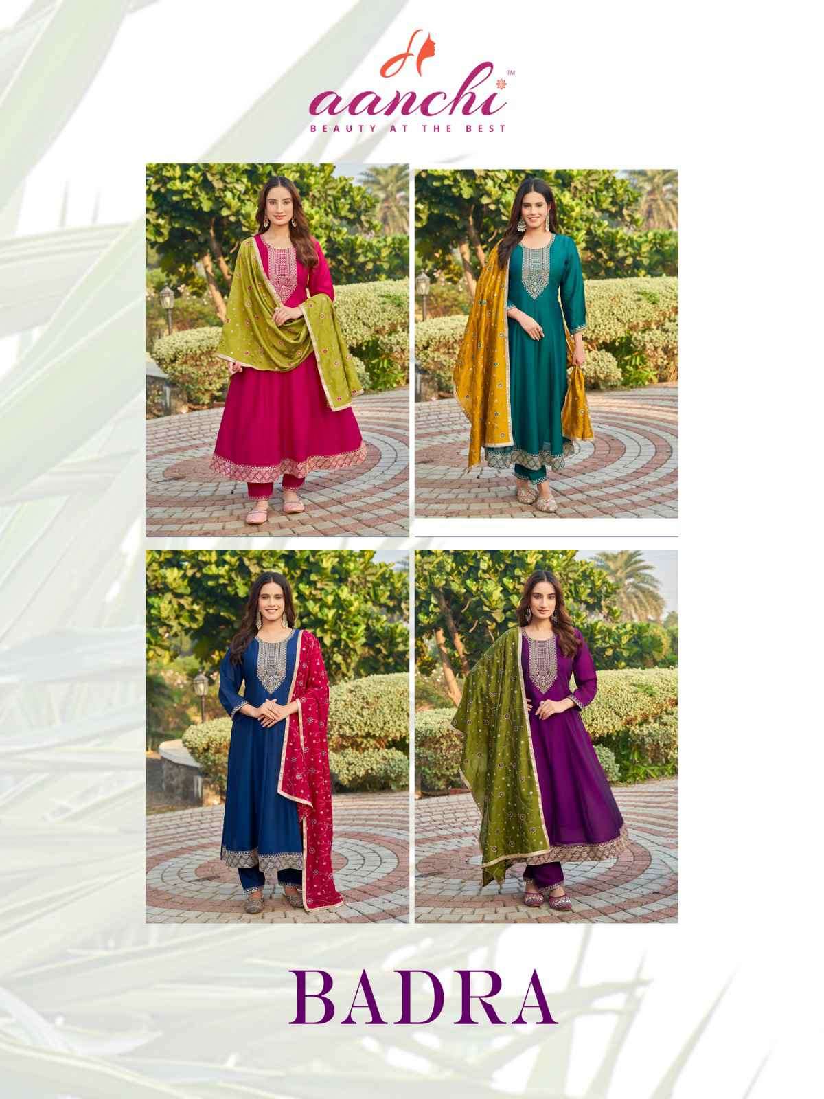 Aanchi Badra Fancy Silk Readymade Flair Suit Catalog Exporters view 6