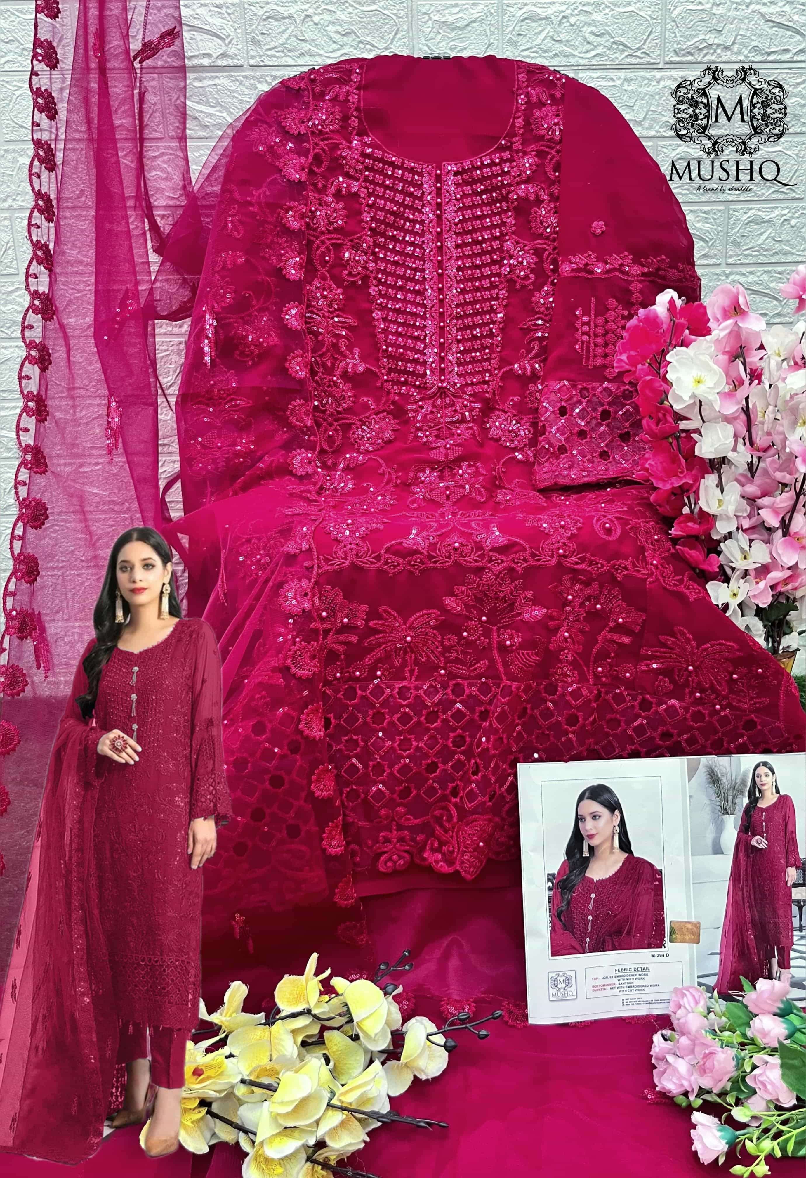 Mushq M 294 Colors Pakistani Latest New Designer Party Wear Suit Wholesalers view 8