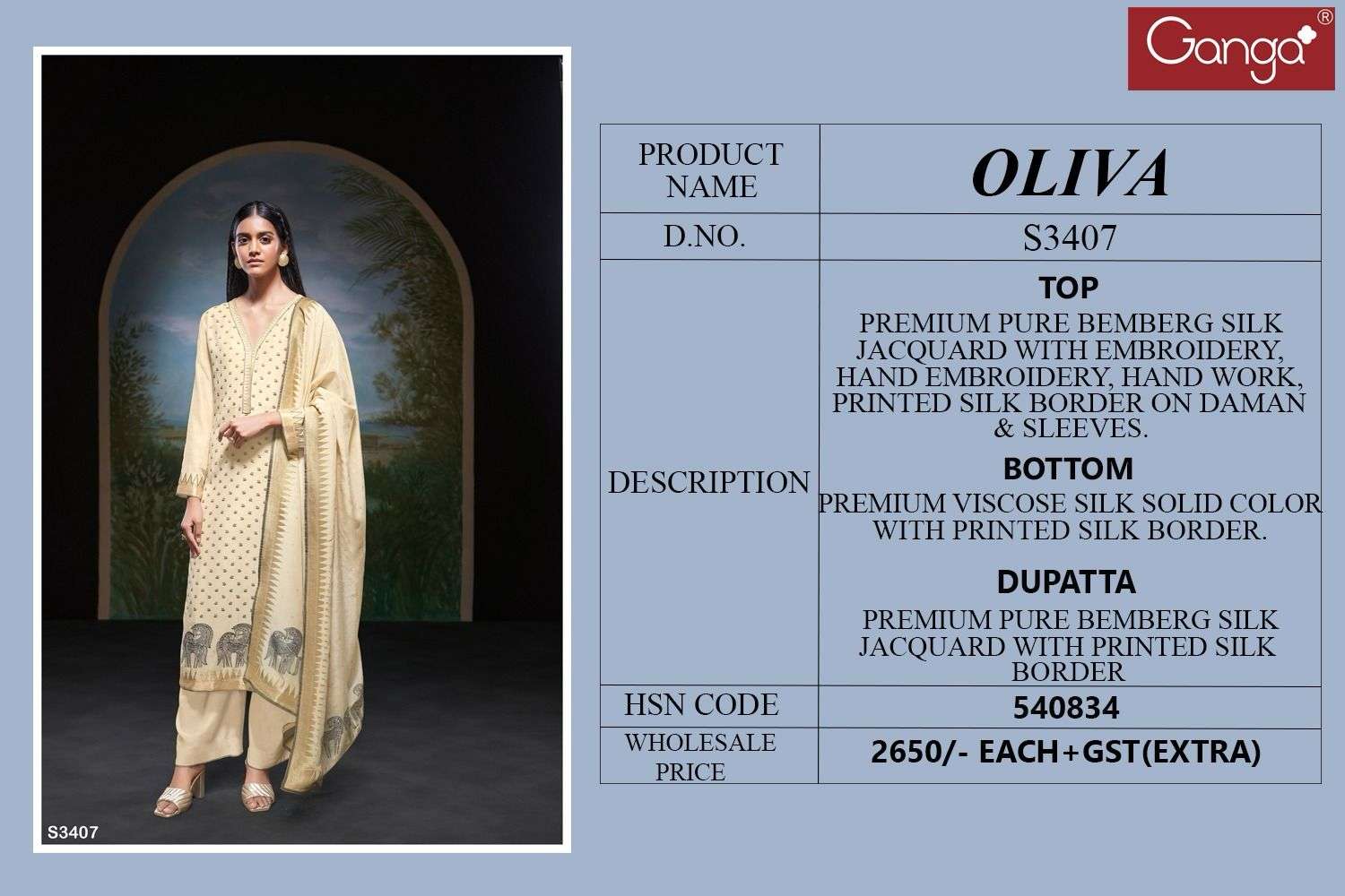 Ganga Olivia 3407 Designer Silk Salwar Suit Latest Design at Best Price view 4