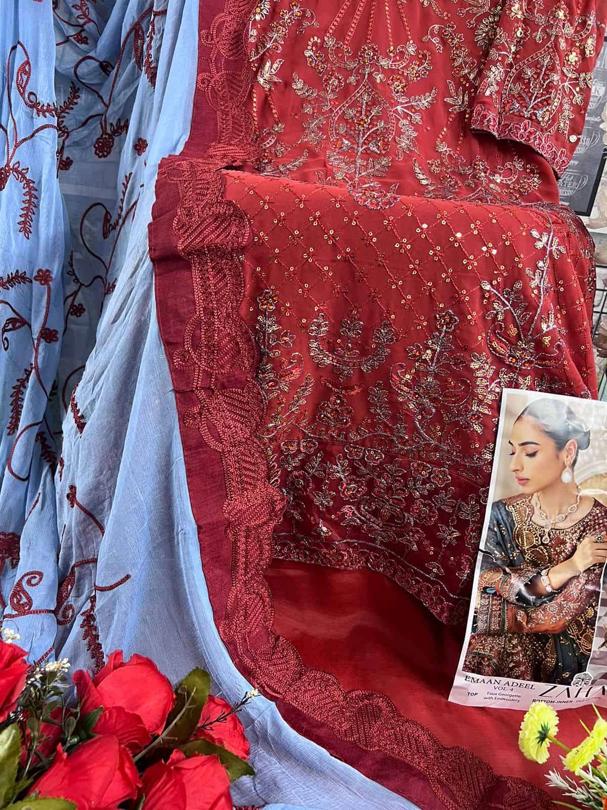 Zaha Emaan Adeel Vol 4 Pakistani Latest Designs Party Wear Suit Catalog Collection view 10