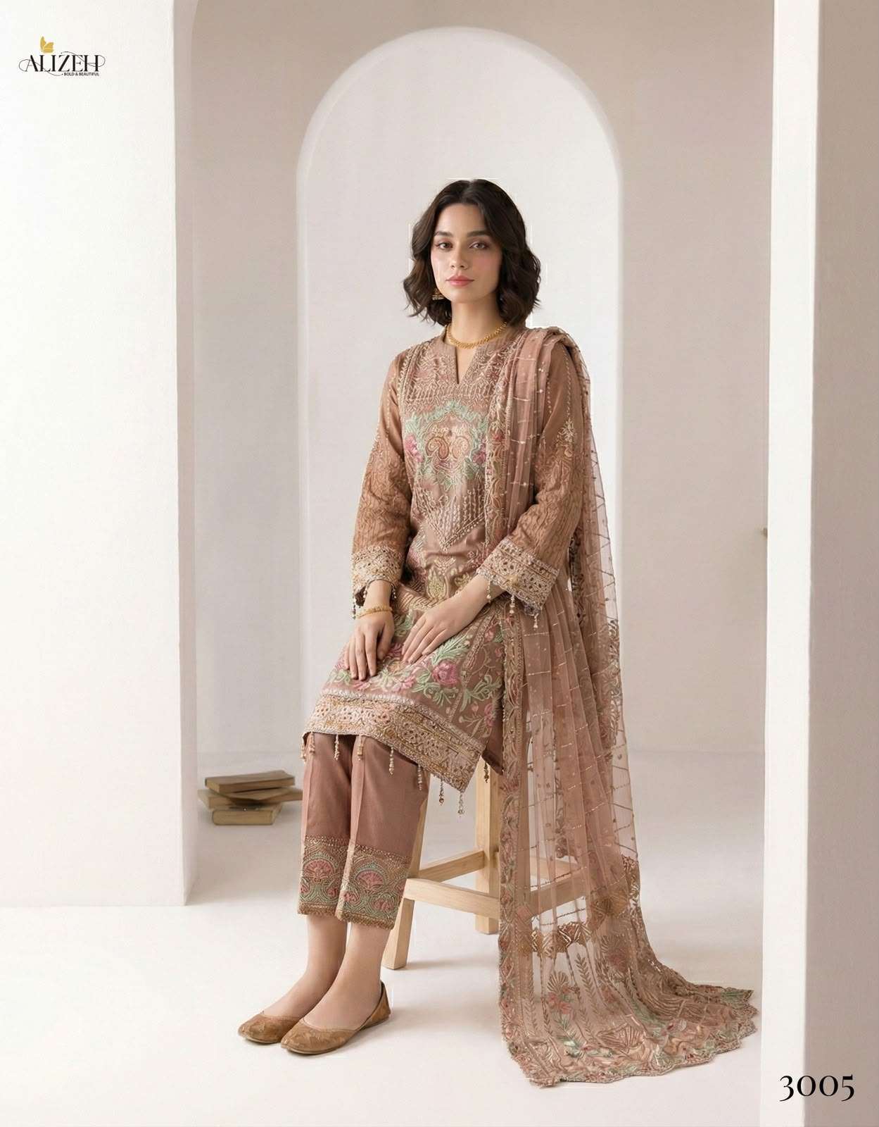 Alizeh 3005 Designer Readymade 3 Pec Suit Wedding Collection