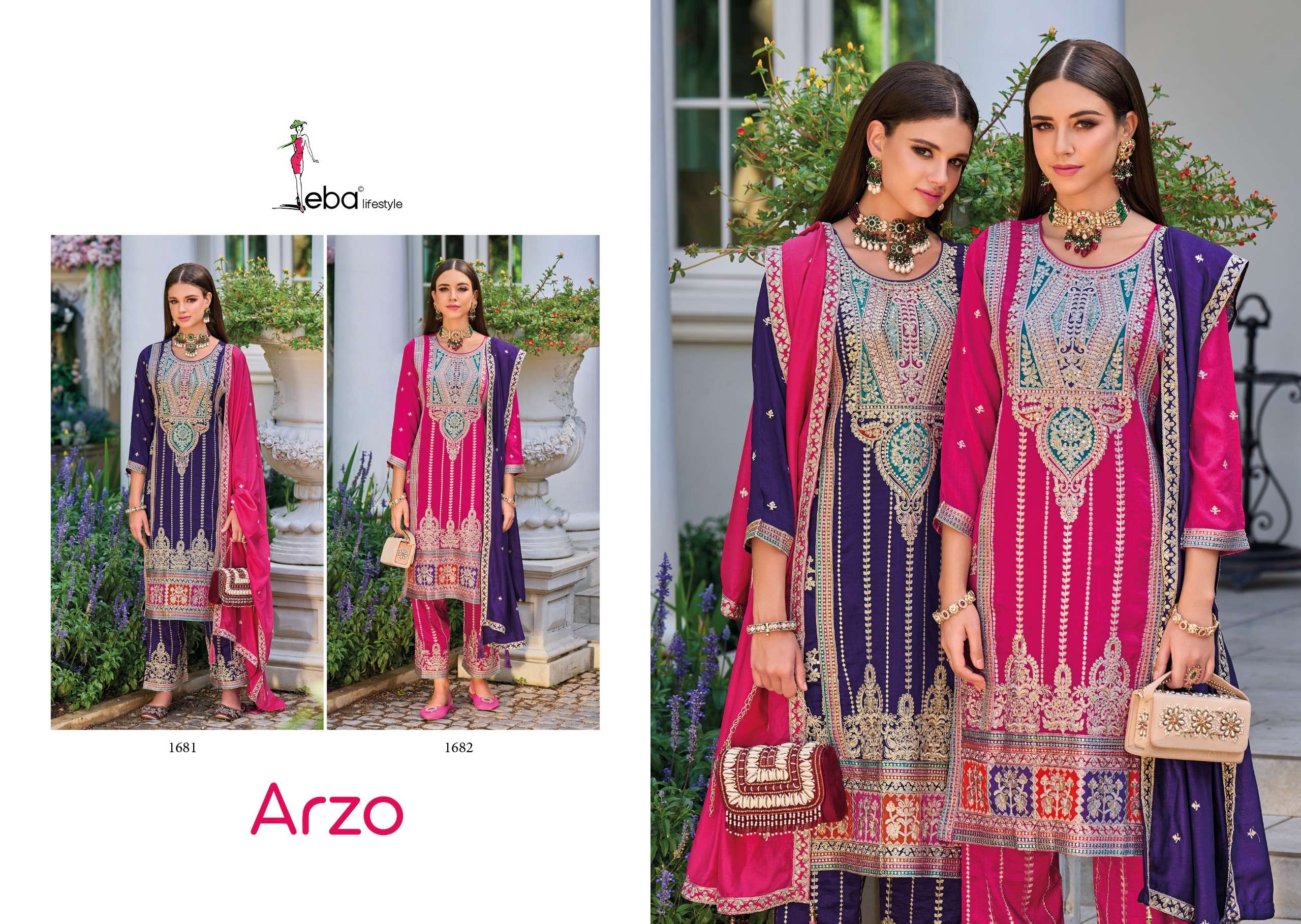 Eba Lifestyle Arzo Designer Straight Suit Festive Wear Readymade Designs view 6