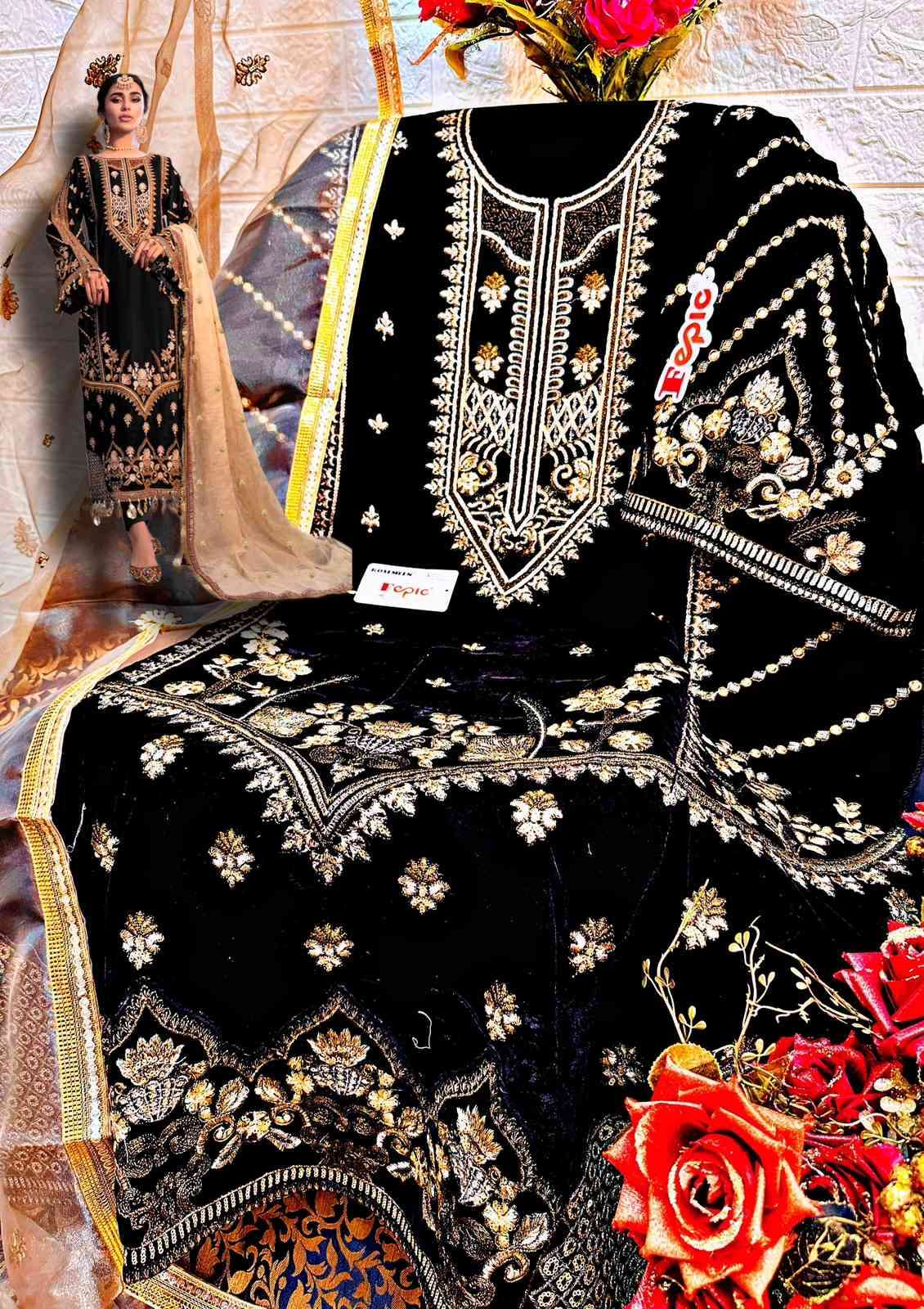 Fepic D 5244 Colors Velvet Embroidered Dress view 2