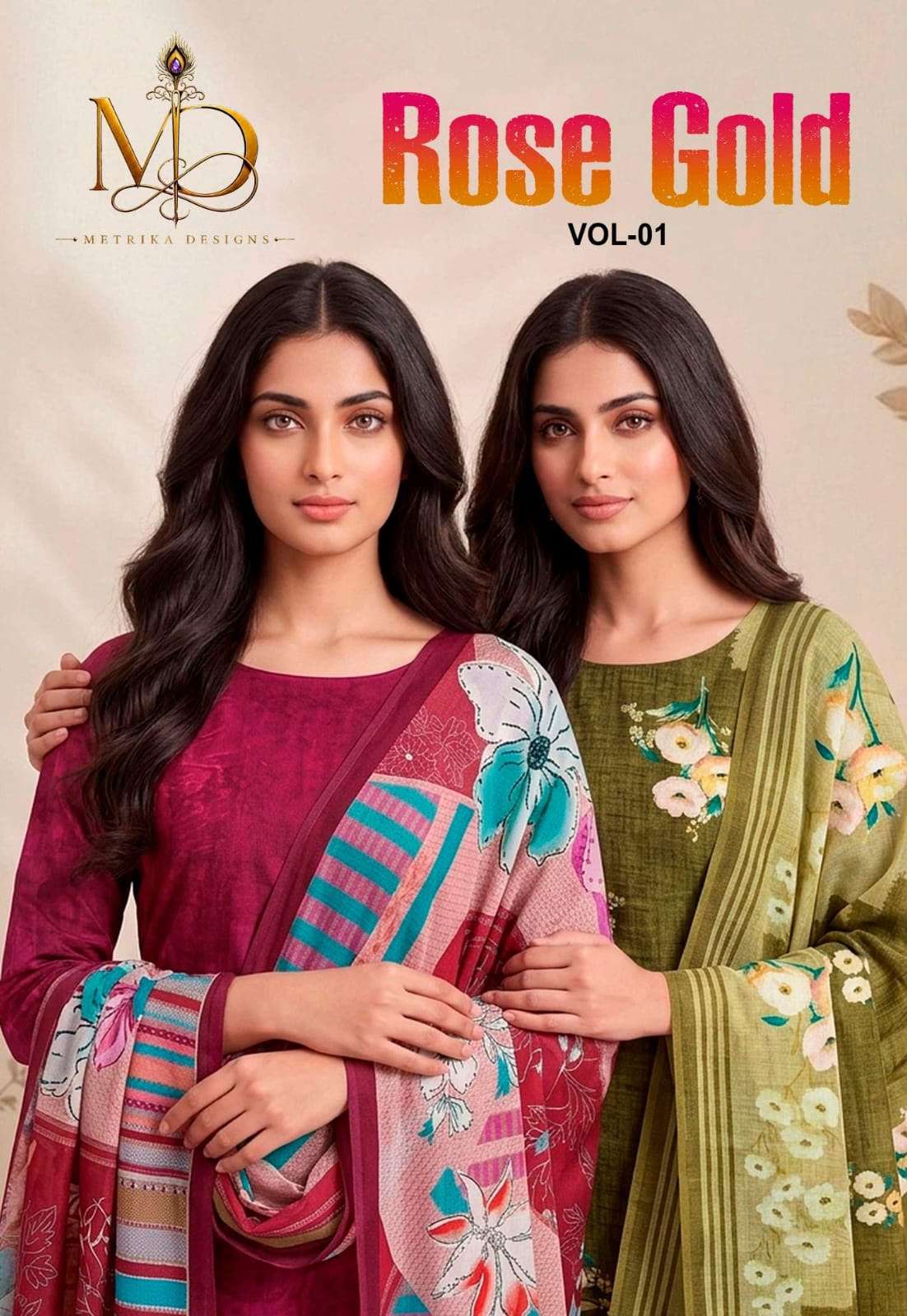 Metrika Designs Rose Gold Vol 1 Heavy Cotton Dress Material view 4
