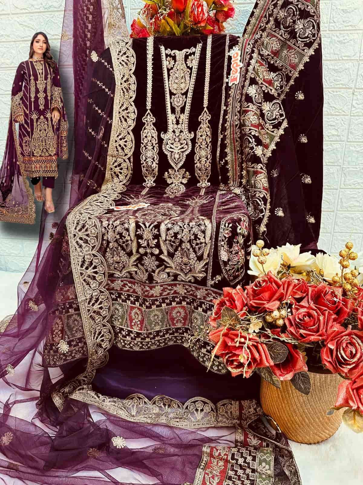 Fepic V 17012 Colors Heavy Designer Party Wear Style Velvet Suit Online view 5