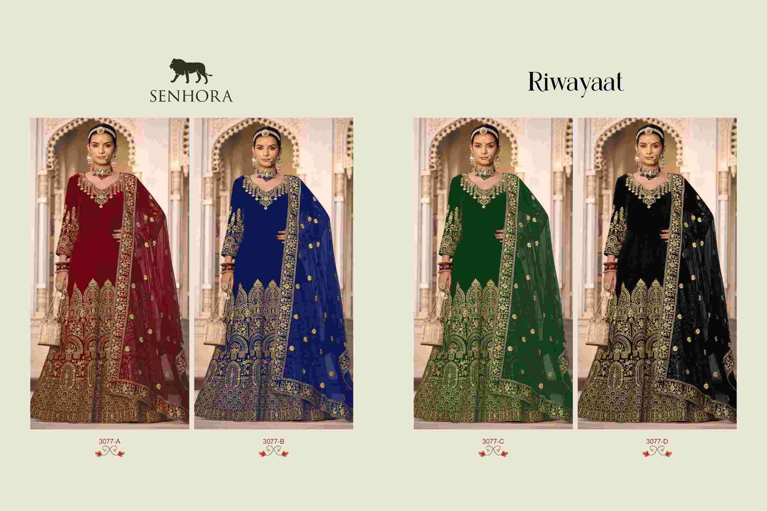 Senhora Riwayat Velvet Bridal Anarkali Gown view 17