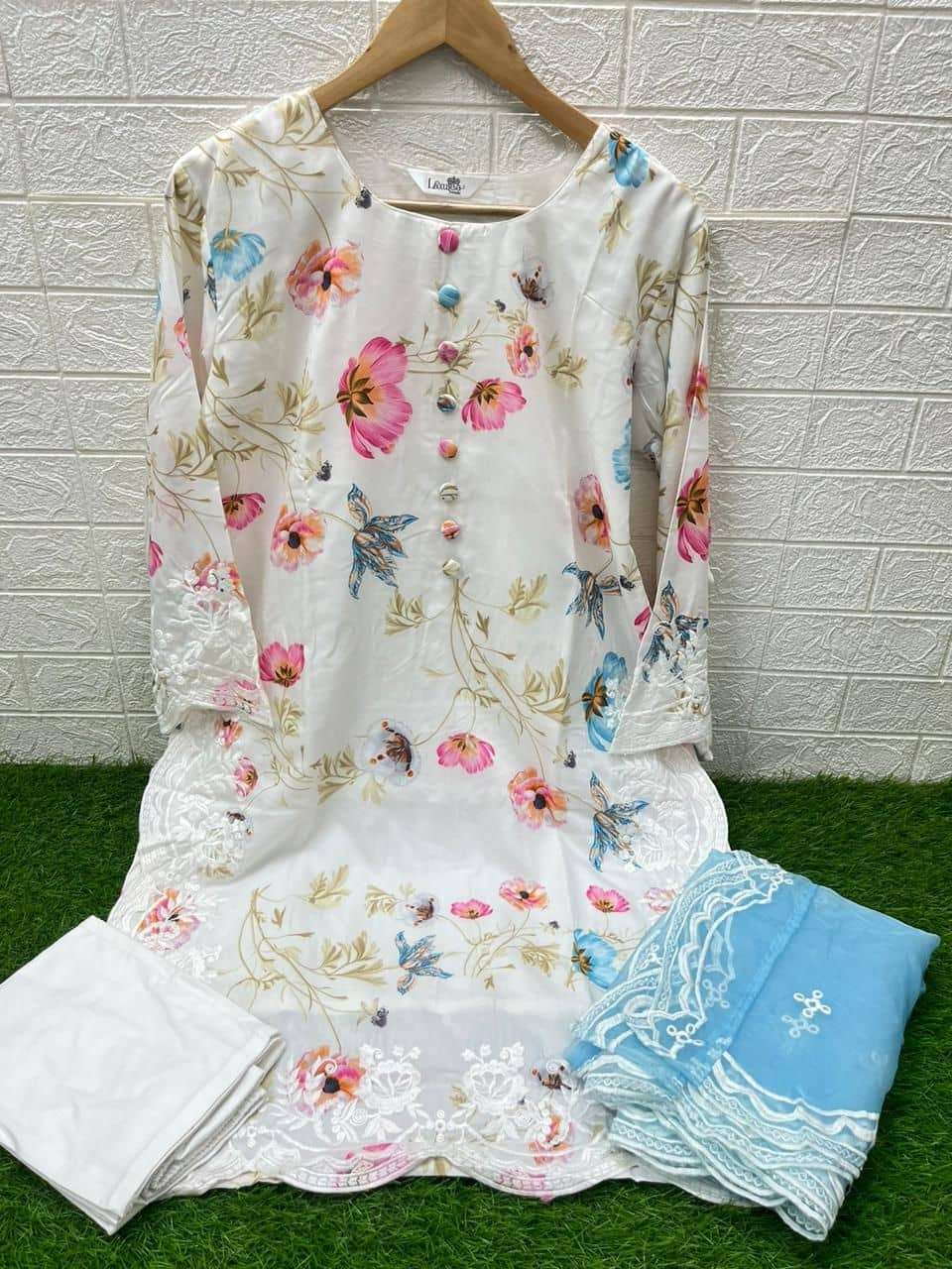 Laxuria Trends 1413 Fancy Style Readymade Kurti Bottom Dupatta Set view 5