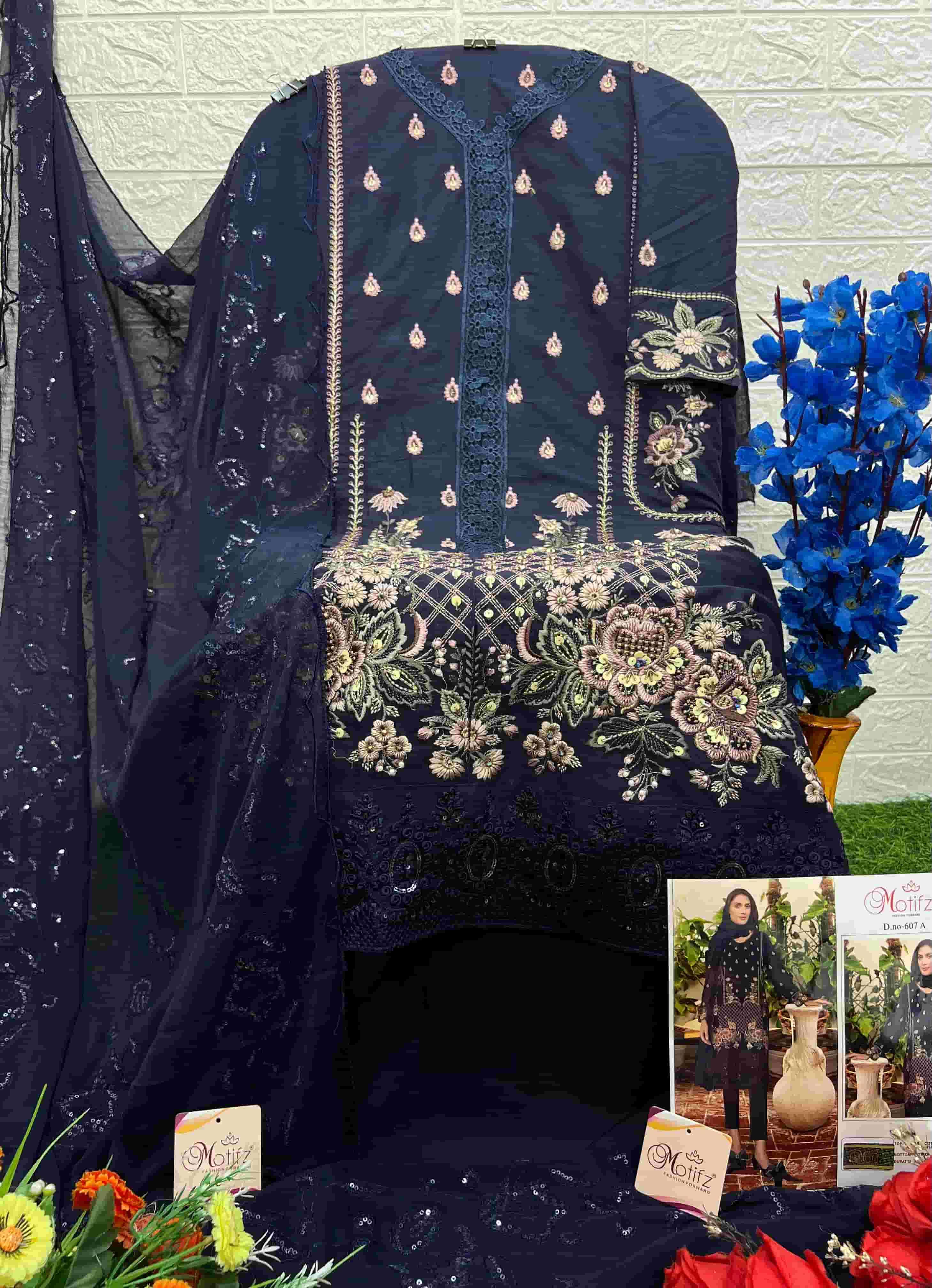 Motifz 607 Colors Pakistani Embroidered Designer Cotton Dress Wholesalers view 6