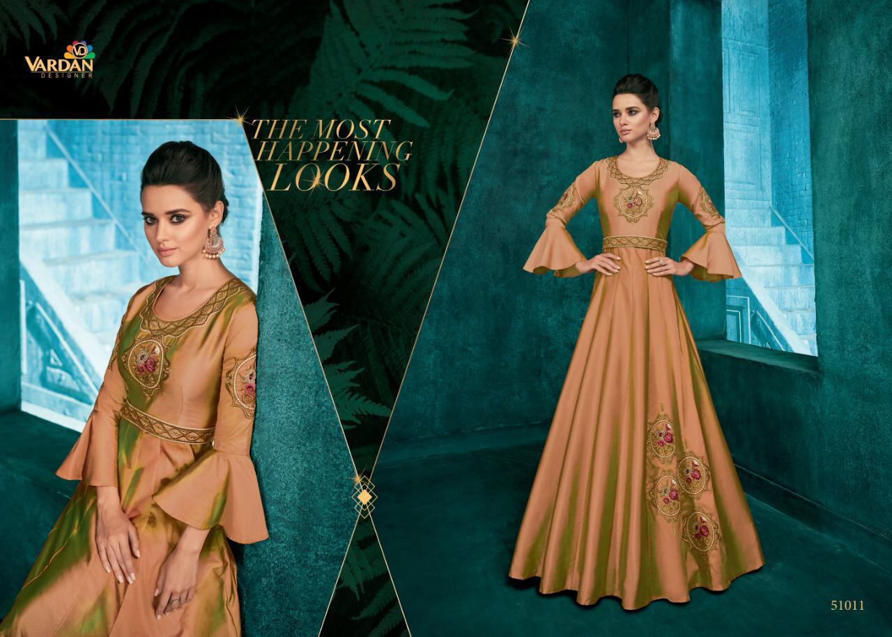 Vardan designer Rozi vol 1 Silk partywear Gown Collection view 2