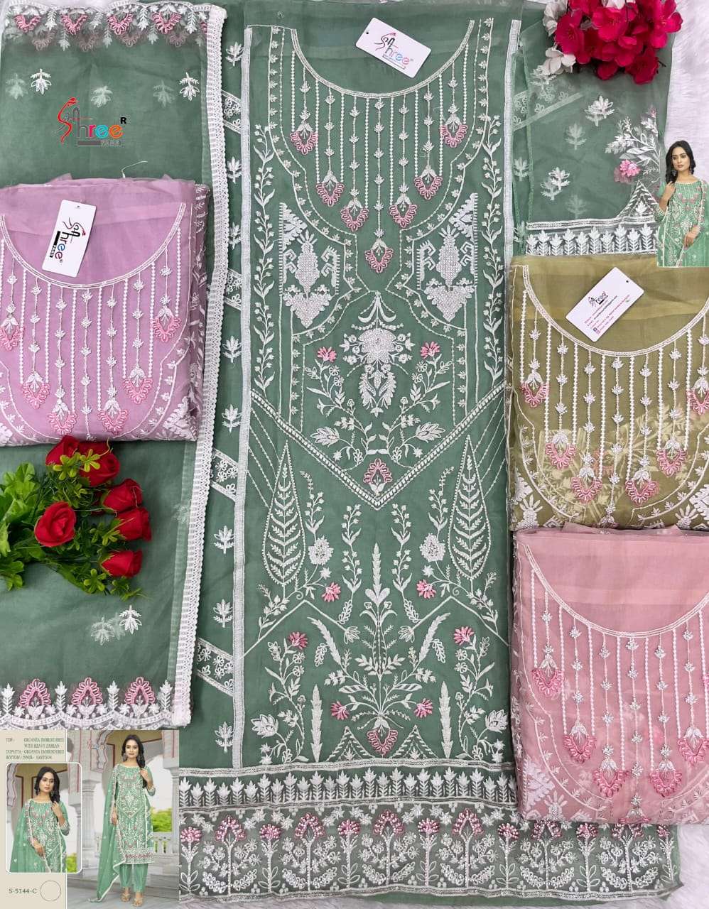 Shree Fabs S 5144 Colors Pakistani Organza Embroidered Suit Wholesalers view 9