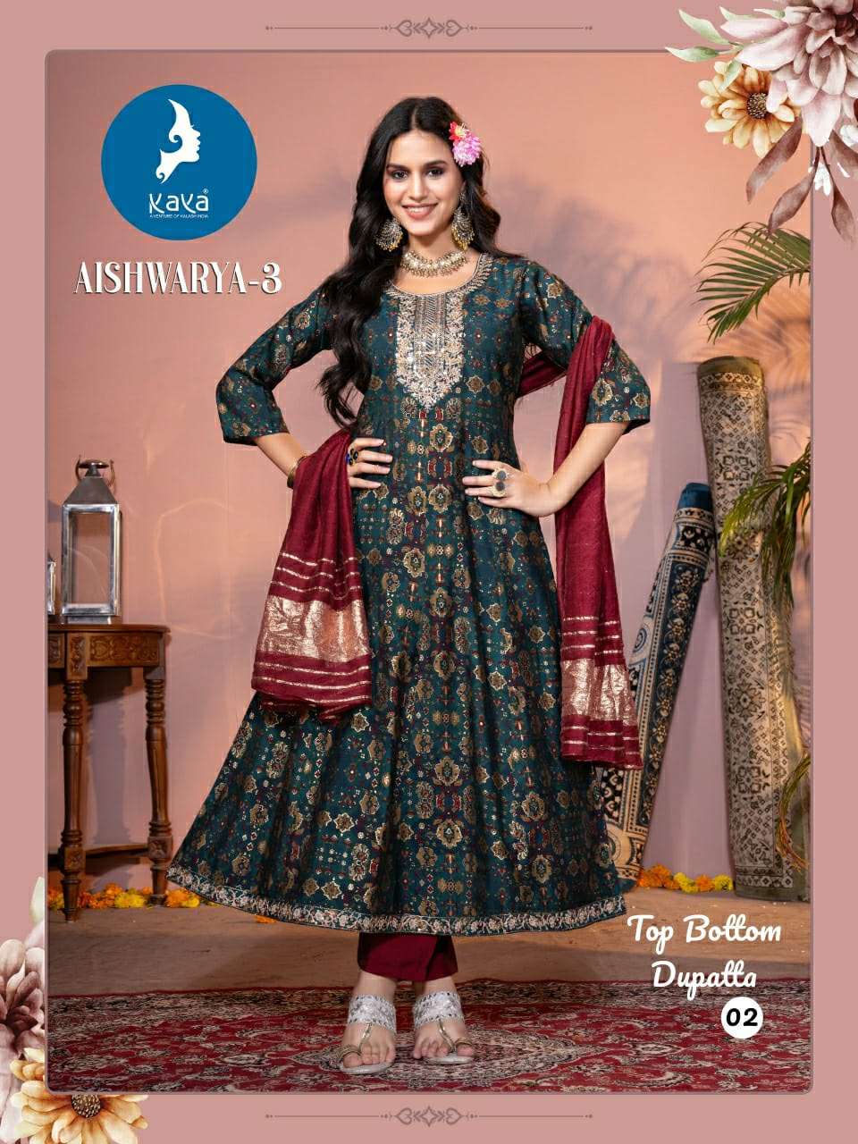 Kaya Aishwarya Vol 3 Anarkali Style 3 Piece Readymade Catalog view 4