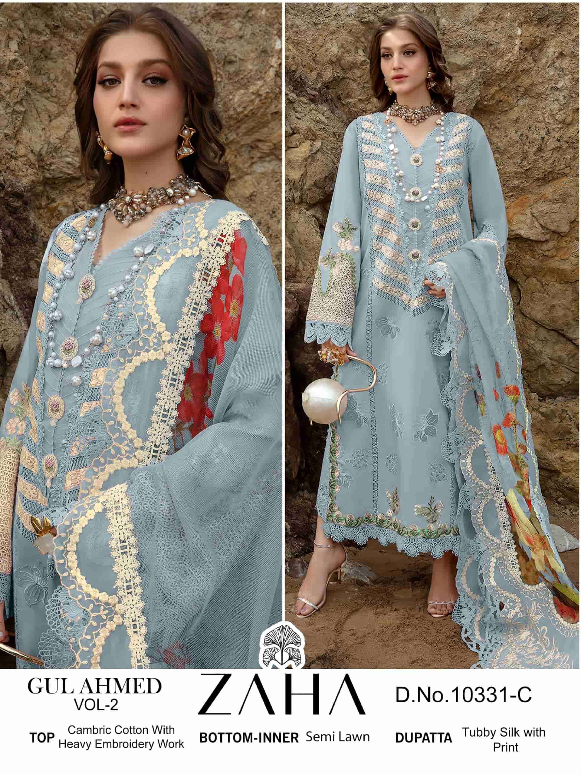 Zaha Gulahmed Vol 2 10331 Colors Pakistani Latest Designer Cotton Suit view 3