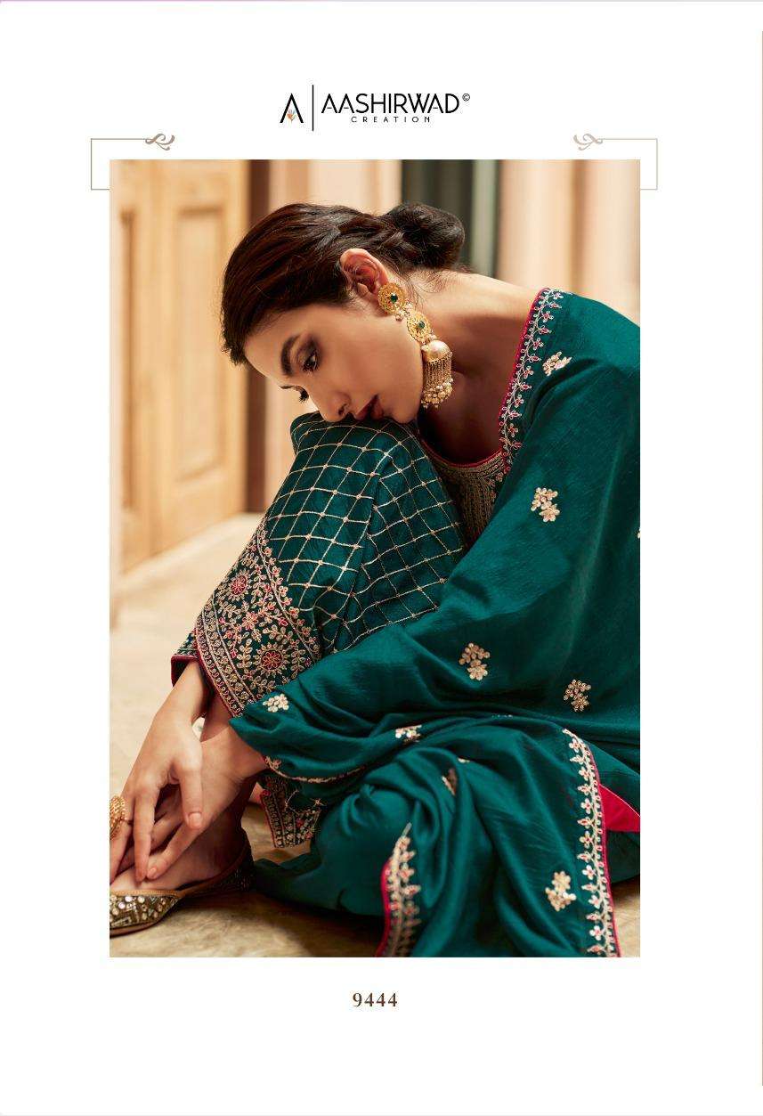 Aashirwad Nargis 9442 To 9446 New Designer Silk Suit Collection view 2