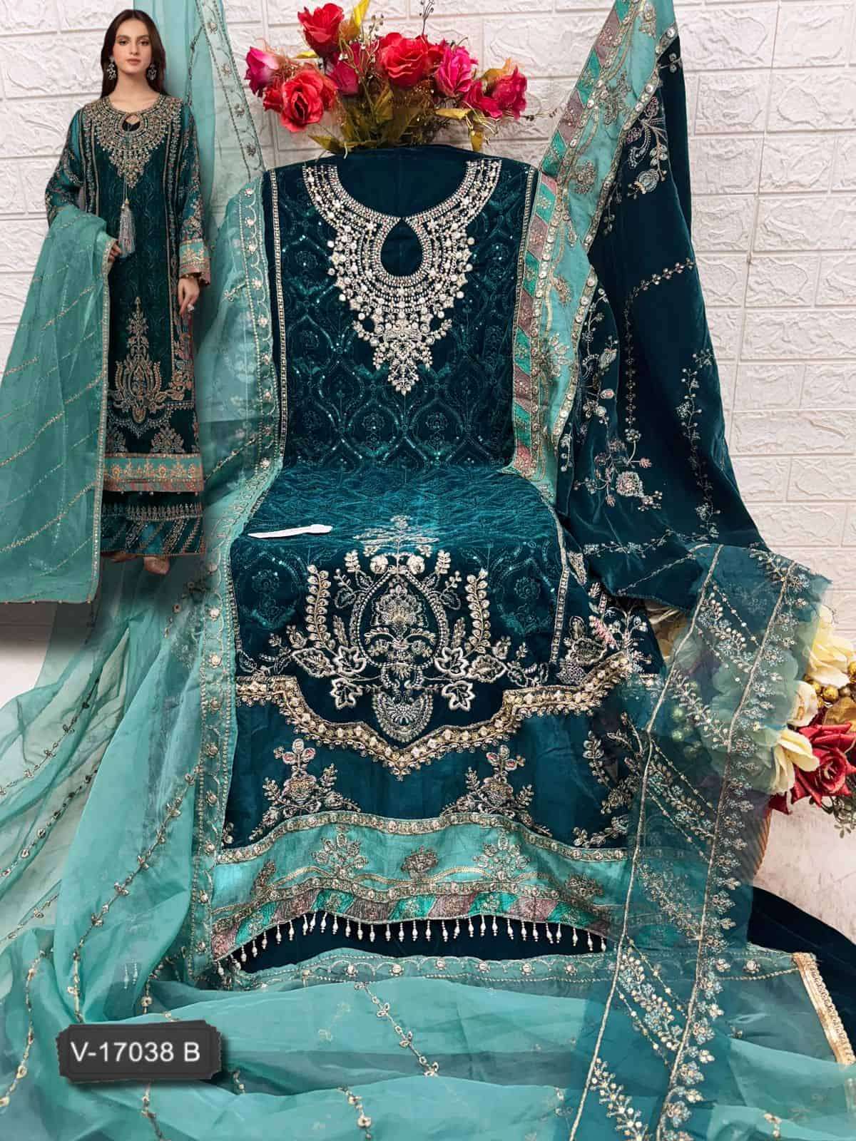 Fepic V 17038 Colors Pakistani Style Designer Velvet Suit Wholesalers view 7