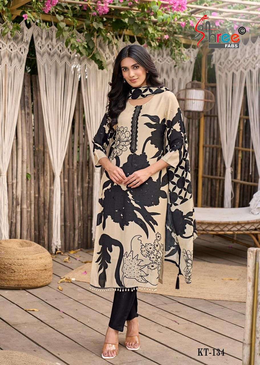 Shree Fabs KT 134 Pakistani Style Designer Maslin Printed Suit Ensemble view 2