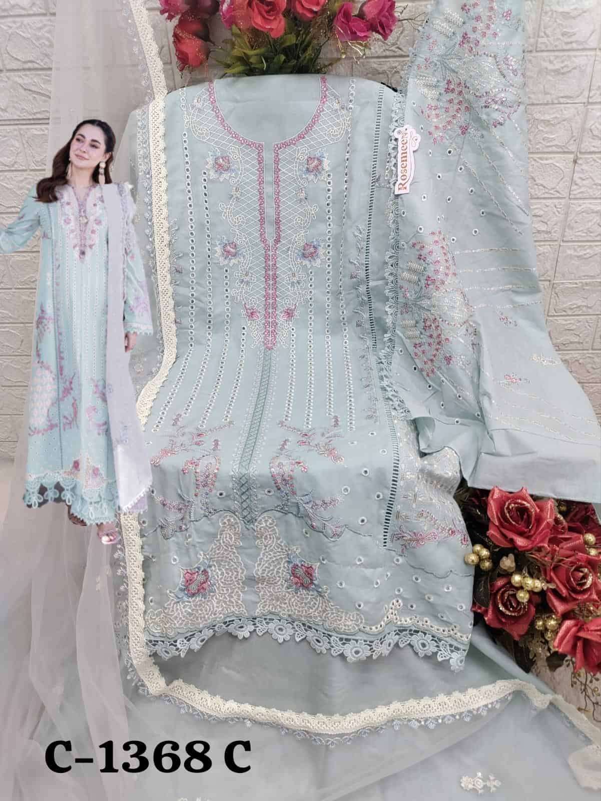 Fepic C 1368 Colors Pakistani Style Designer Embroidered Cotton Suit Exporter view 7