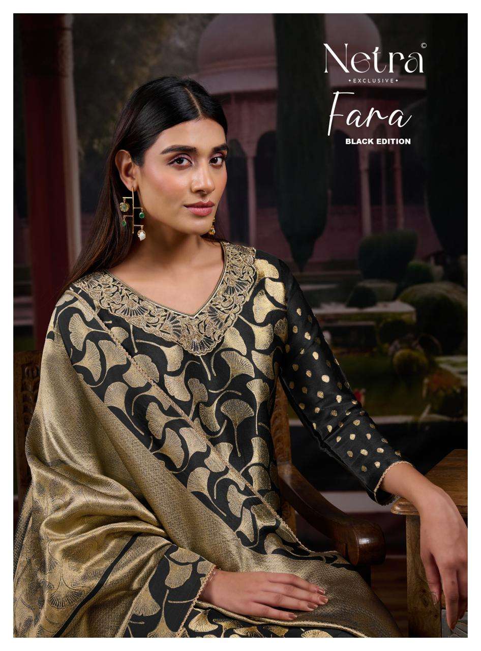 Netra Fara Black Edition Designer Jacquard Partywear Dress Collection view 4