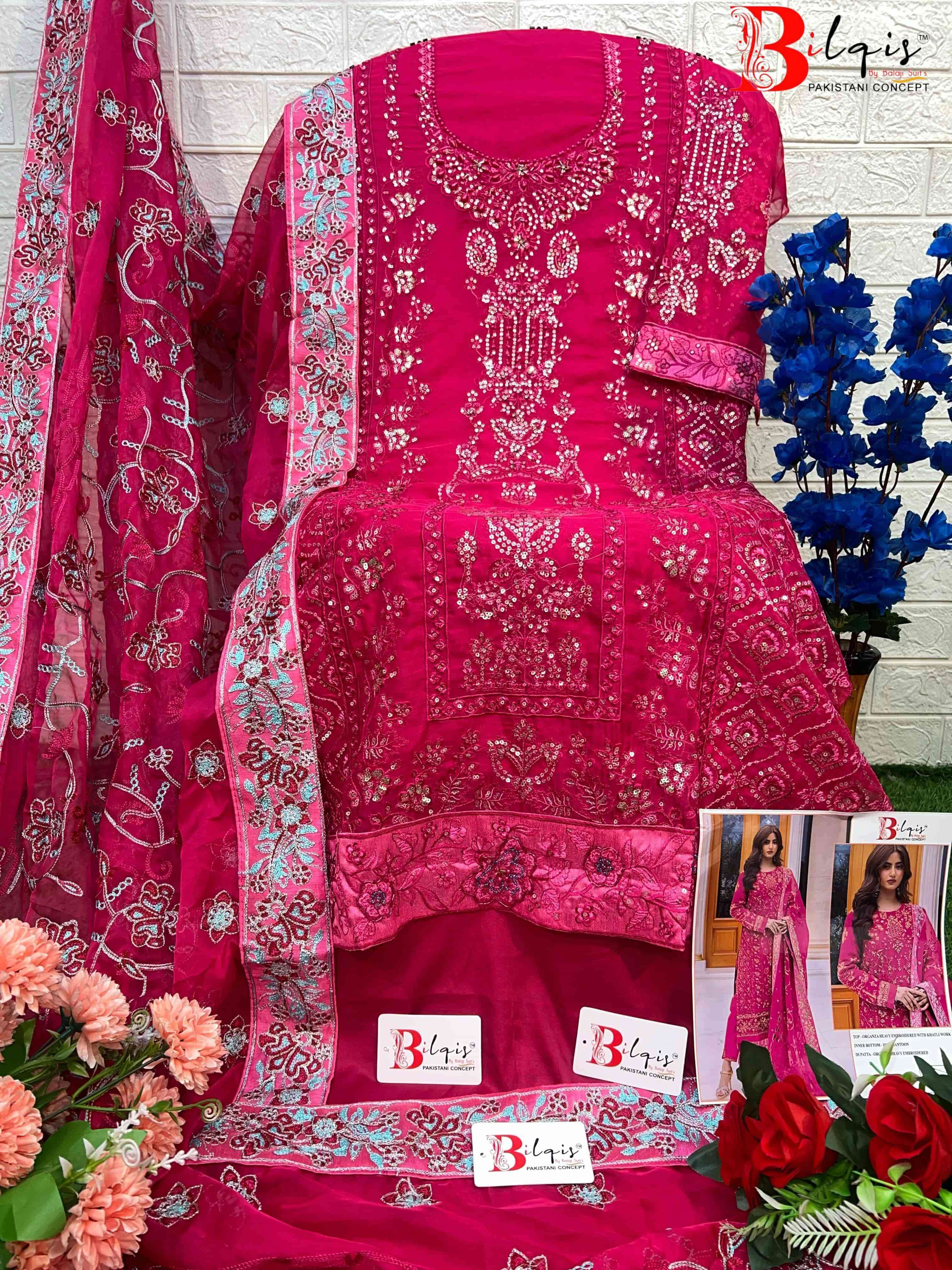 Bilqis B 27 Colors Pakistani Style Organza Embroidered Dress Wholesalers view 5