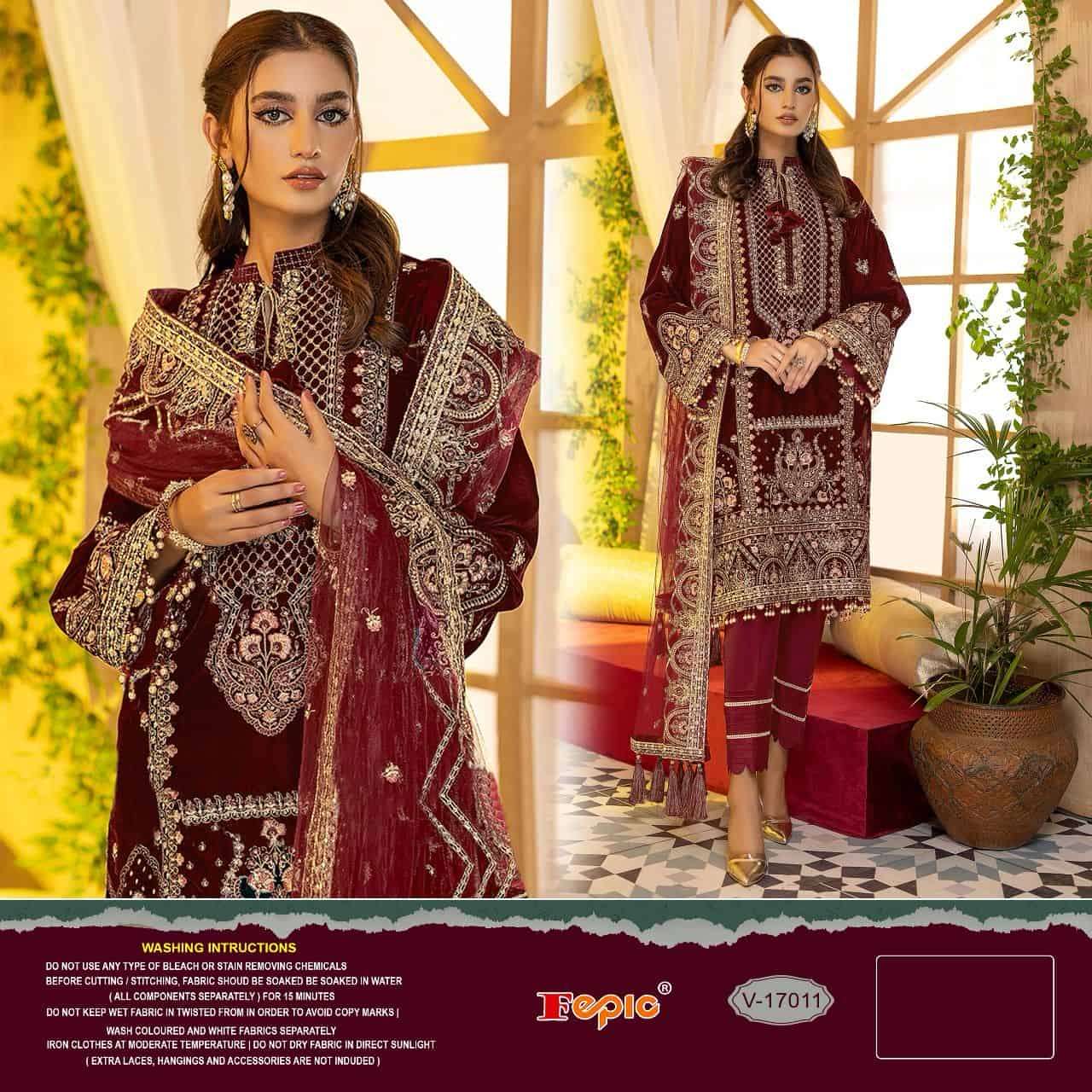Fepic V 17011 Colors Heavy Designer Winter Wear Pakistani Party Wear Suit Wholesalers view 2