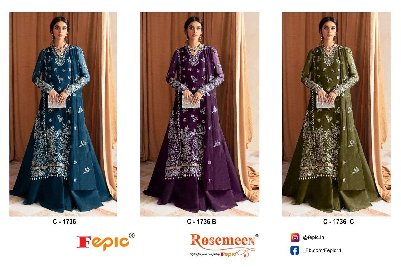 Fepic C 1736 Colors Georgette Pakistani Straight Suit Catalog Exporters view 4