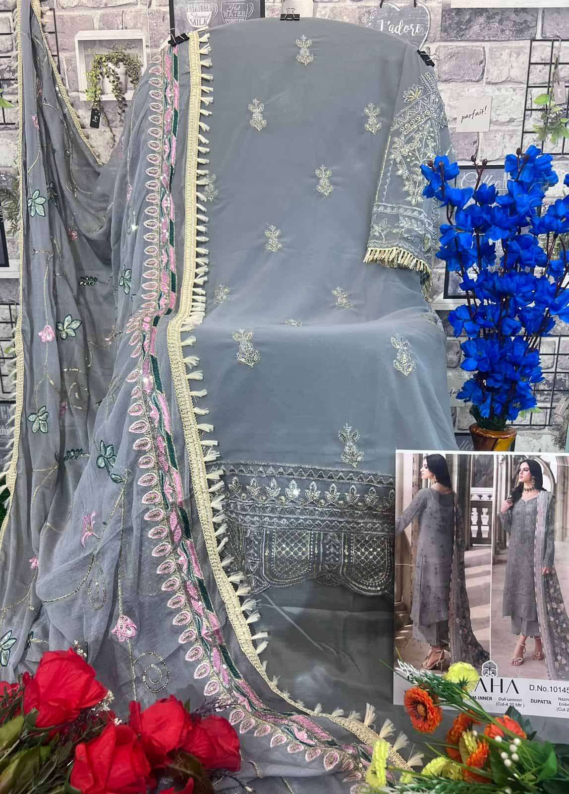 Zaha 10145-C Embroidered Pakistani Salwar Suit view 2