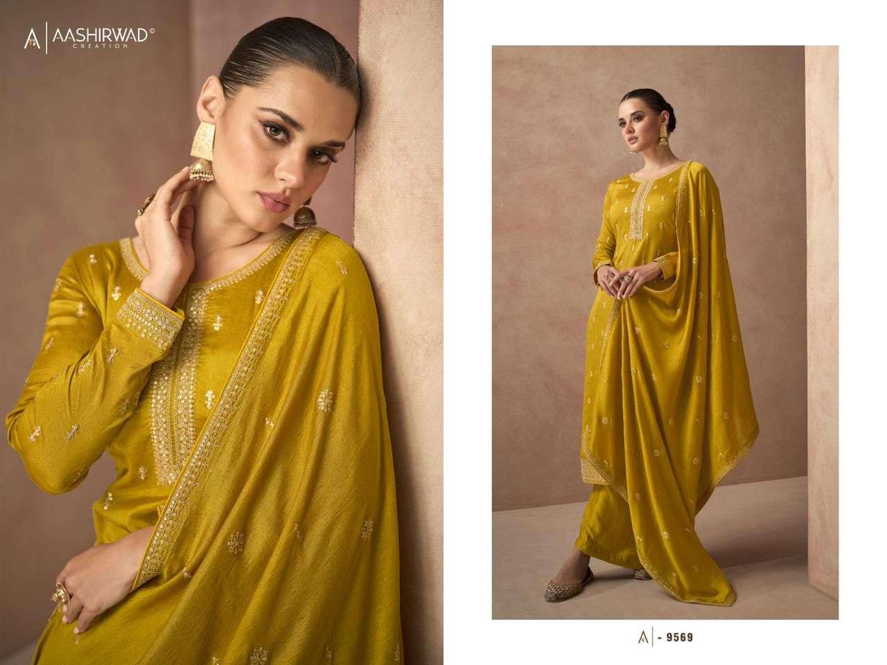 Aashirwad Gulkand Gulmohar Festive Wear Straight Designs Ladies Suit view 10