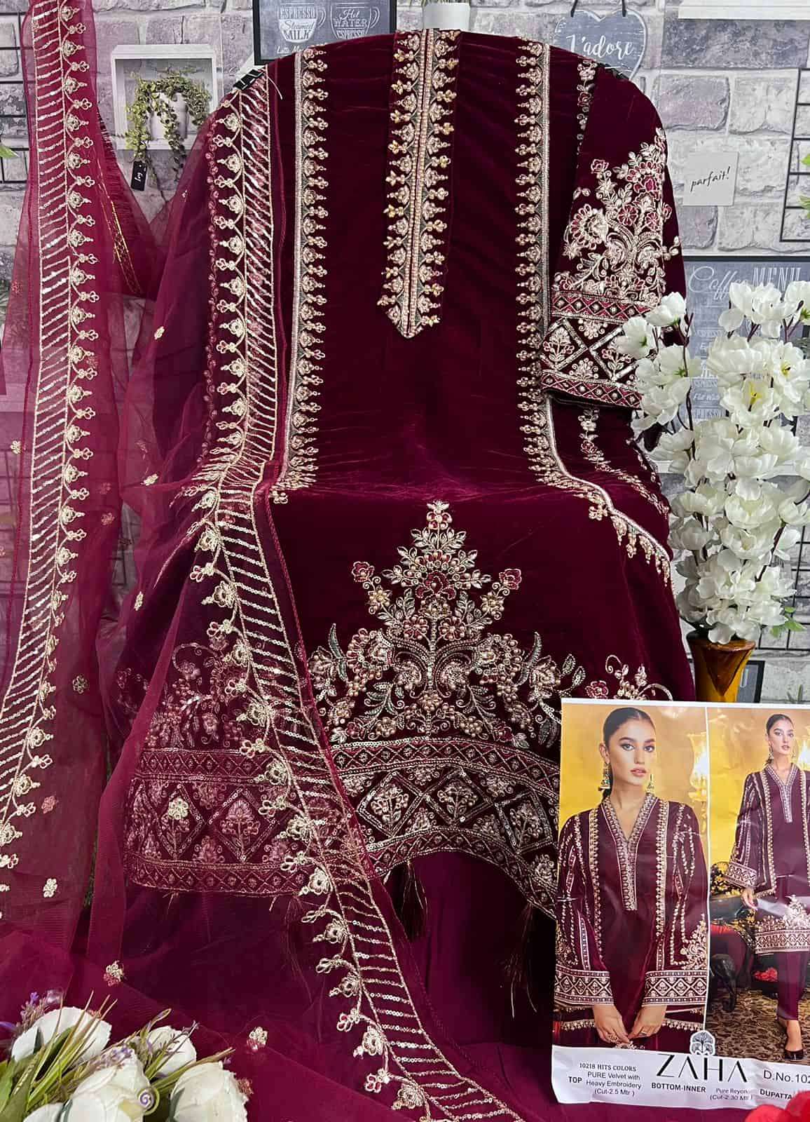 Zaha Aafiya Vol 2 10218 Hits Colors Pakistani Festive Wear Style Designer Suit Exporters view 8