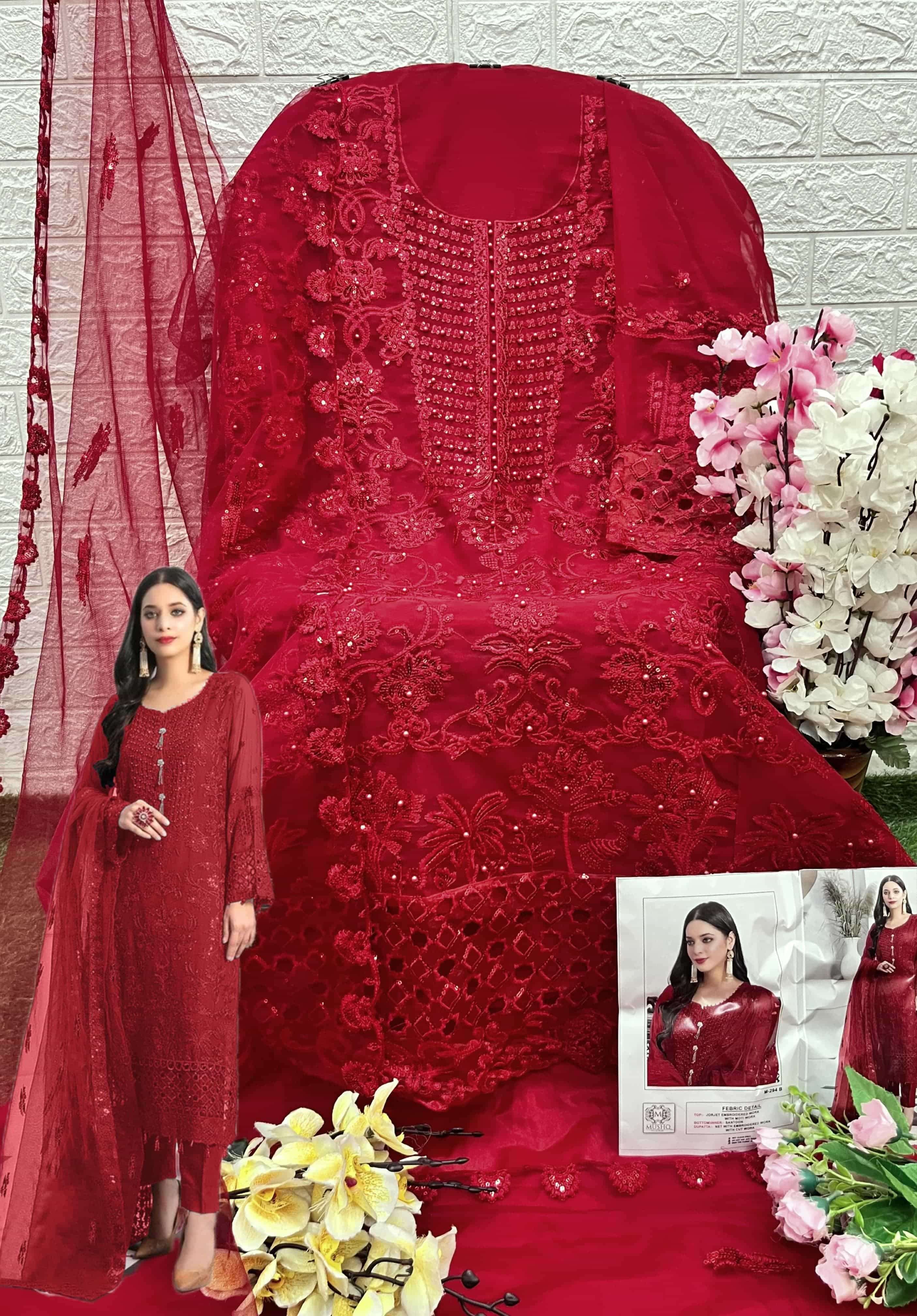 Mushq M 294 Colors Pakistani Latest New Designer Party Wear Suit Wholesalers view 9