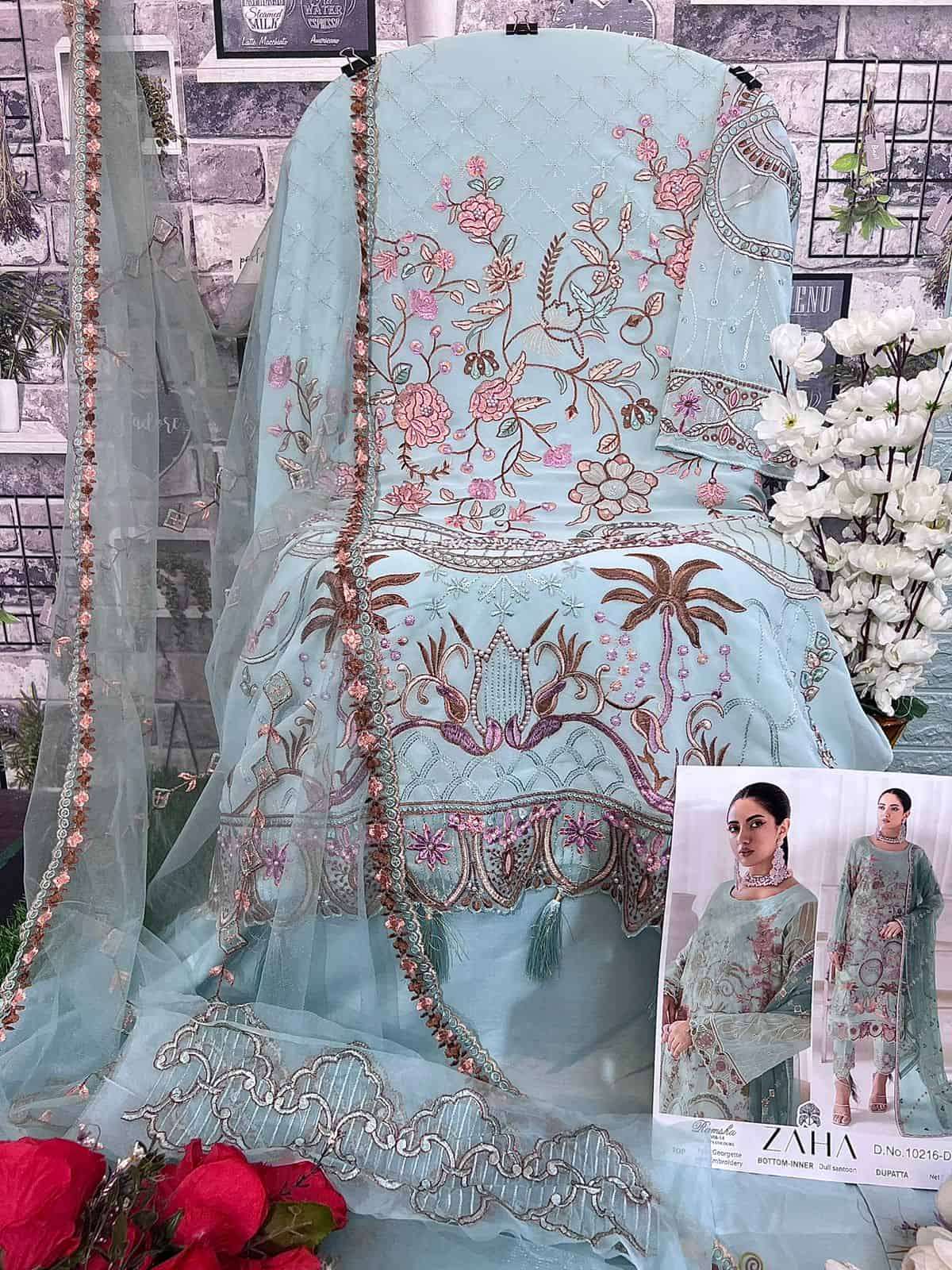 Zaha Ramsha Vol 14 10216 Hits Colors Pakistani Festive Wear Designer Suit Exporters view 6