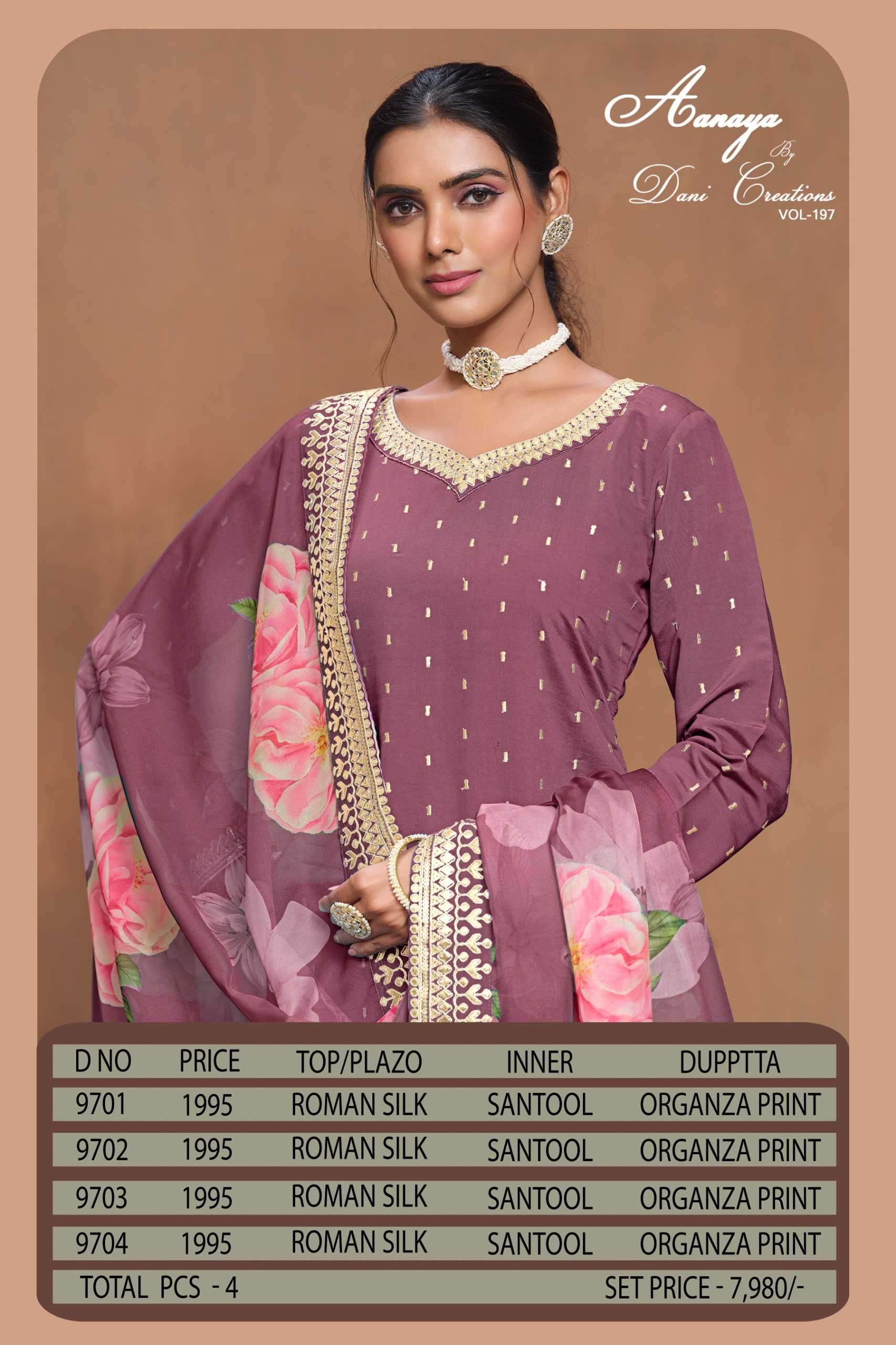 Aanaya Vol 197 9701 To 9704 Festive Wear Designer Silk Suit view 9