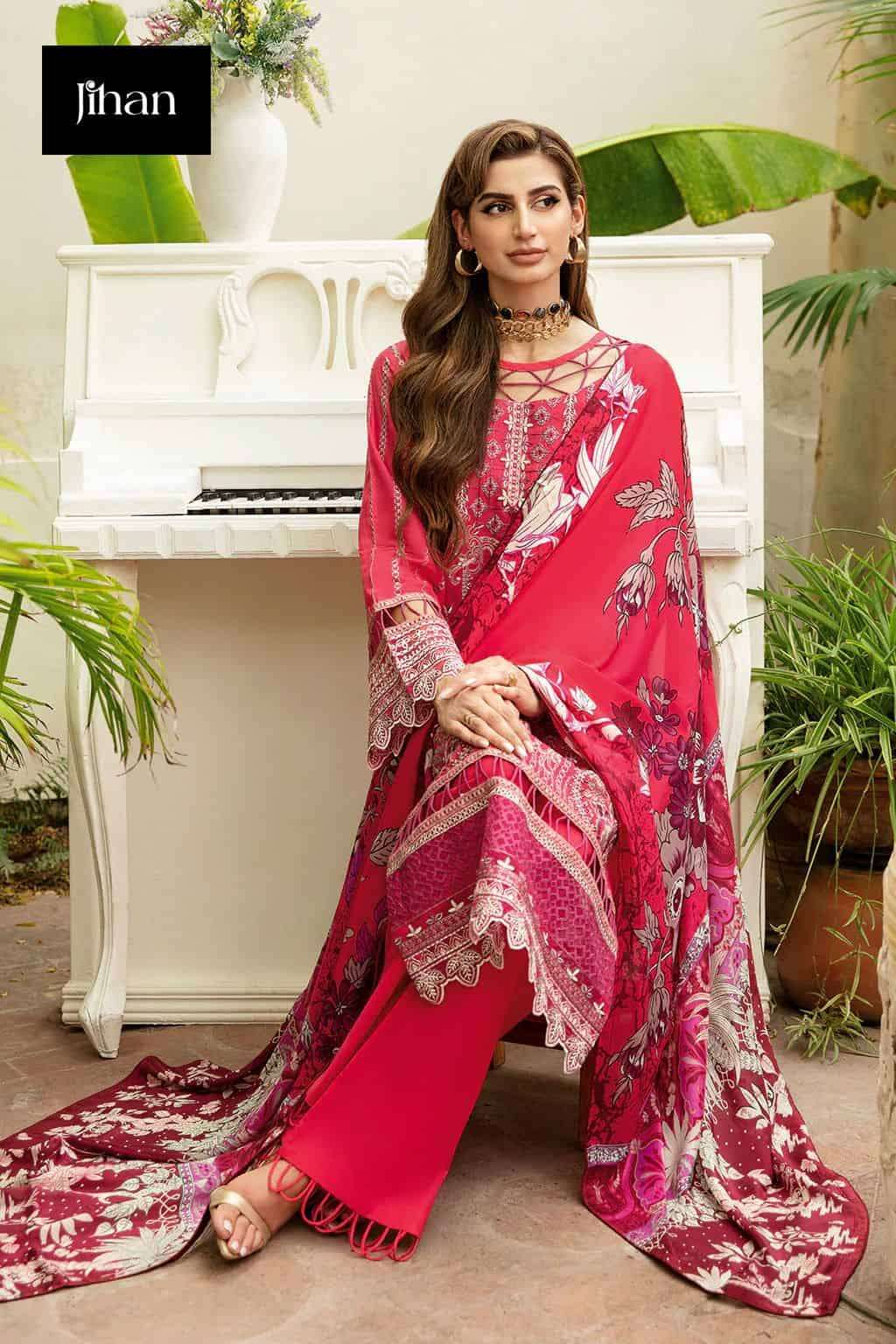 Jihan Riwayat Luxury Lawn Collection Embroidered Designer Dress Ensemble view 9