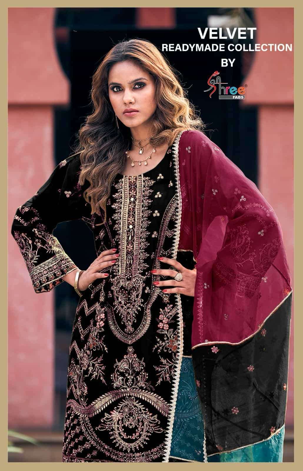 Shree Fabs V 1074 Colors Pakistani Style Heavy Designer Velvet Suit Exporter view 5