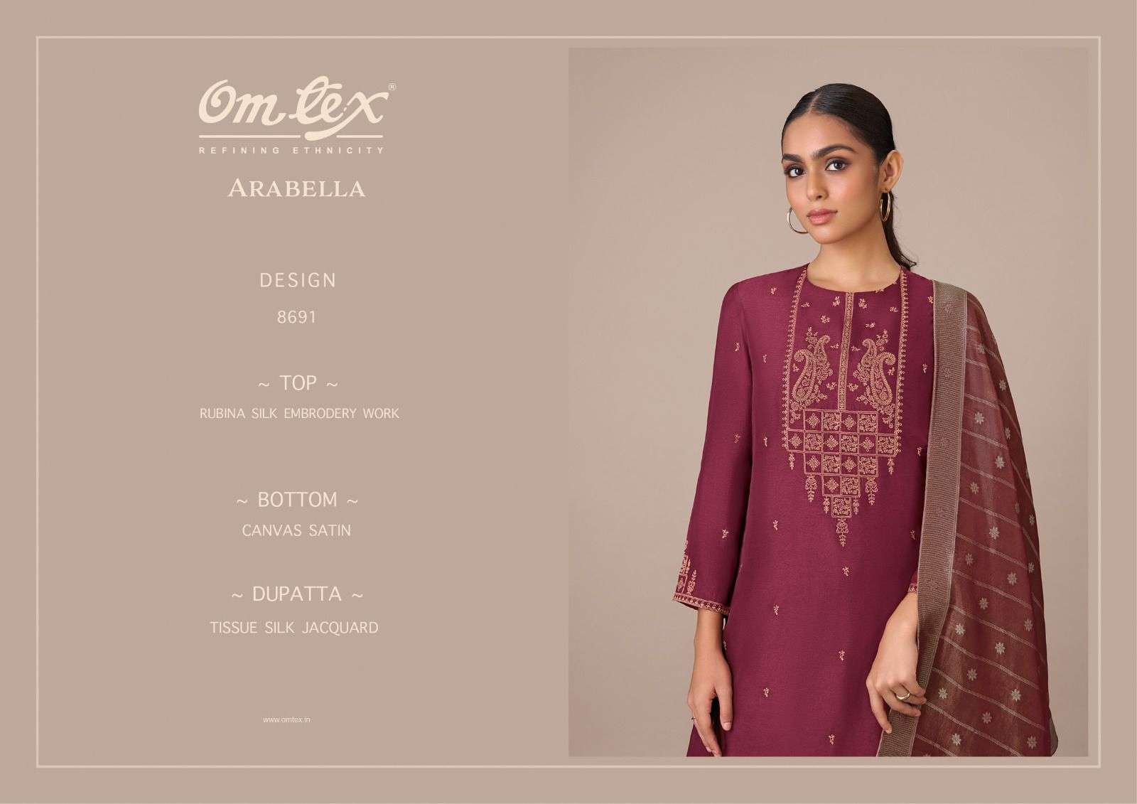 Omtex Arabella Unstitch Designer Silk Dress Latest Collection view 4