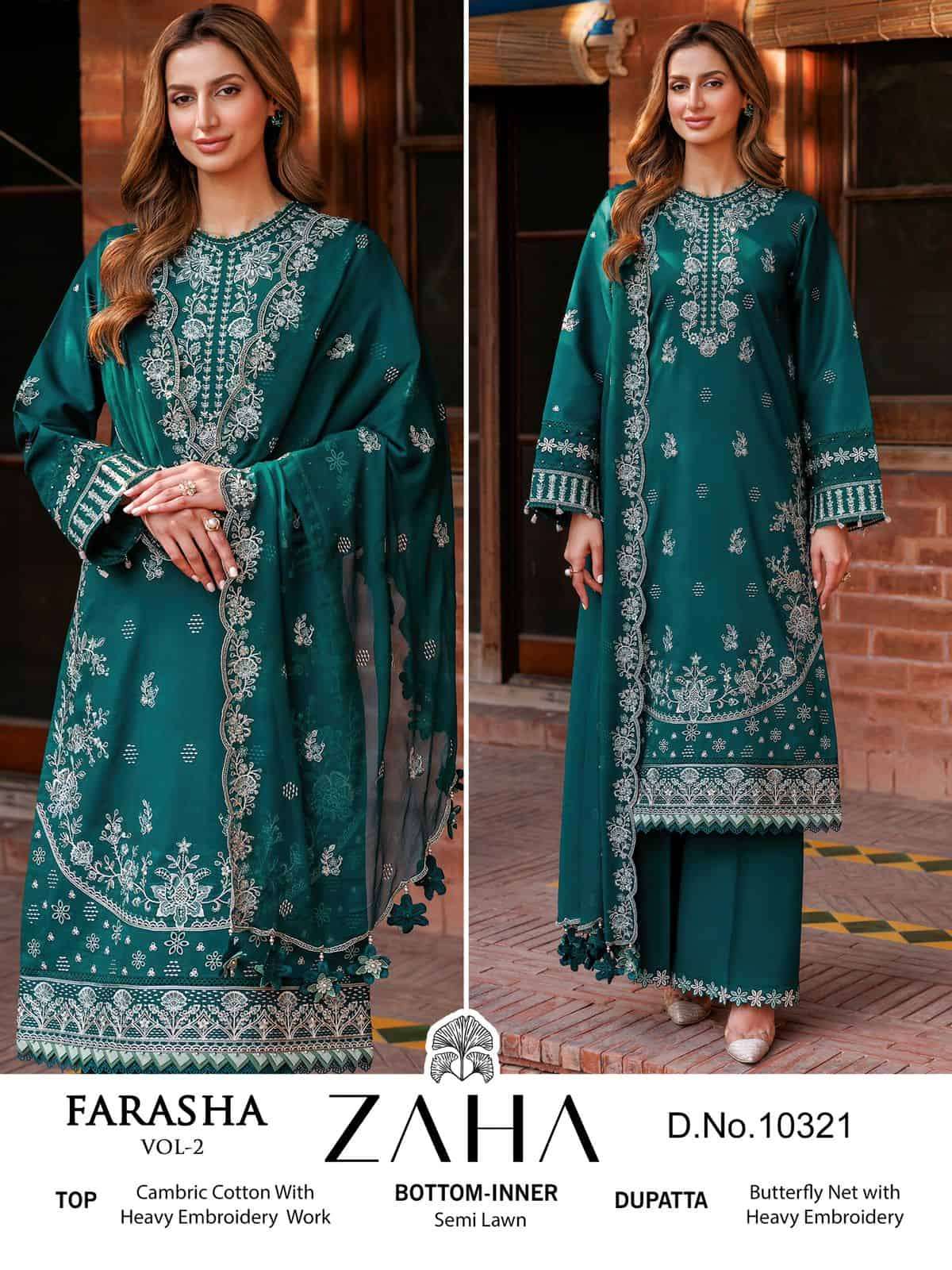 Zaha Farasha Vol 2 Pakistani Designer Embroidered Cotton Suit Wholesalers view 6