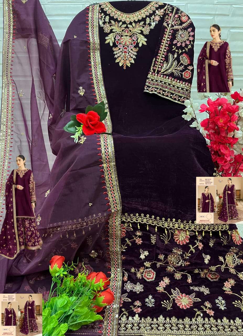 Shree Fabs Maria B Hit Velvet Collection 3187 Colors Pakistani Designer Suit Collection view 7